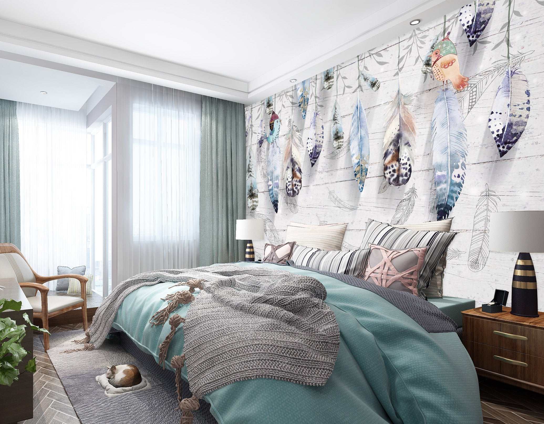 3D Colored Feathers 1605 Wall Murals