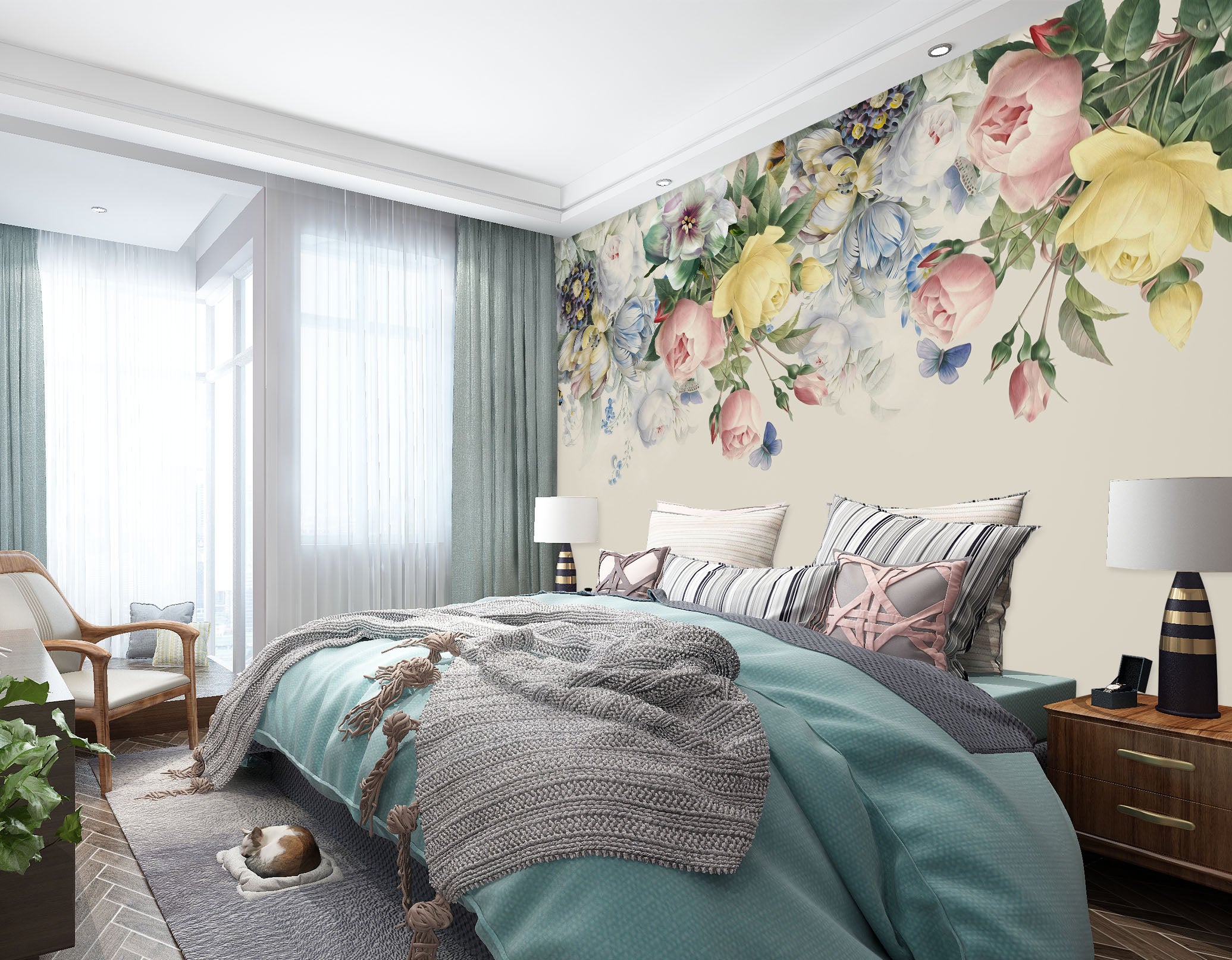 3D Painted Flowers 1537 Wall Murals