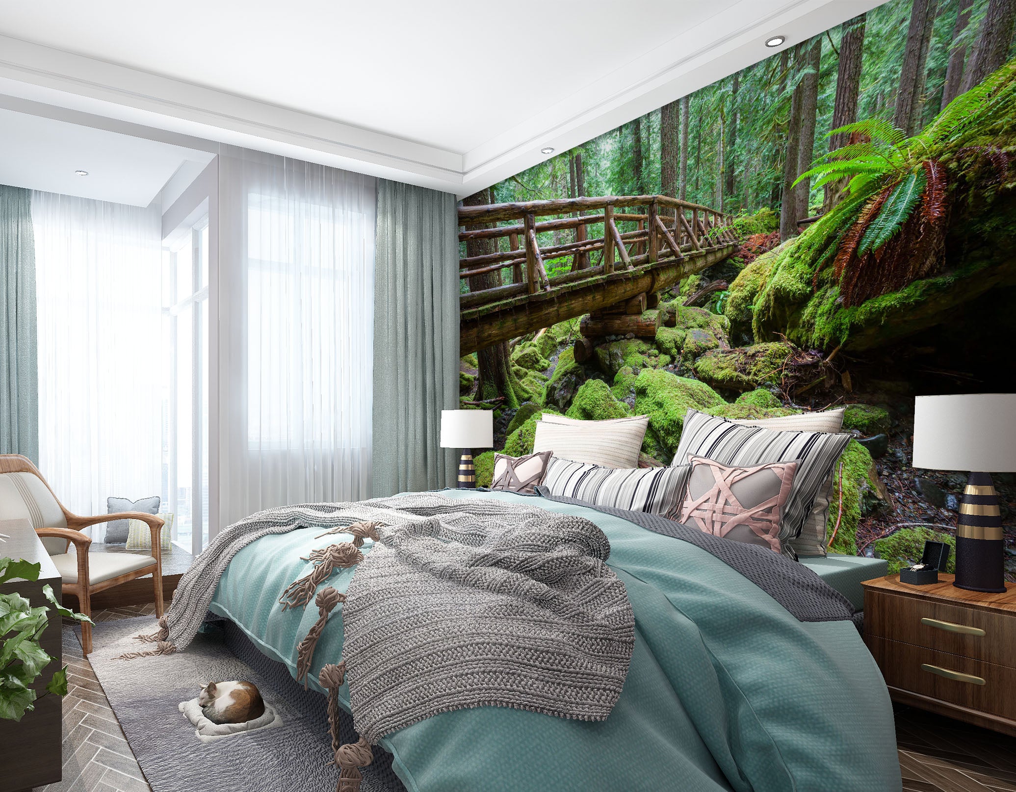 3D Wooden Bridge 1716 Wall Murals