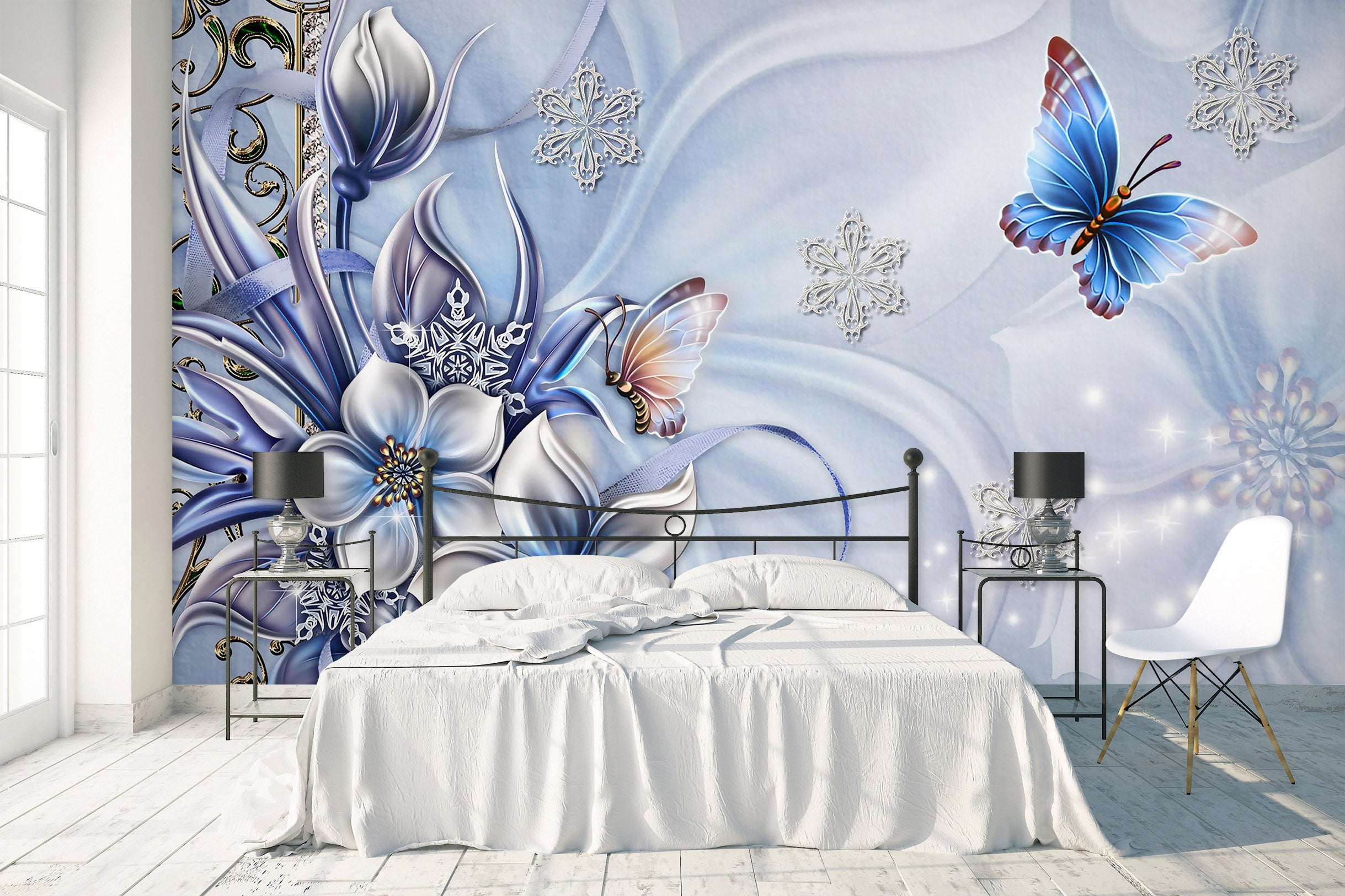 3D Flower Butterfly 1709 Wall Murals