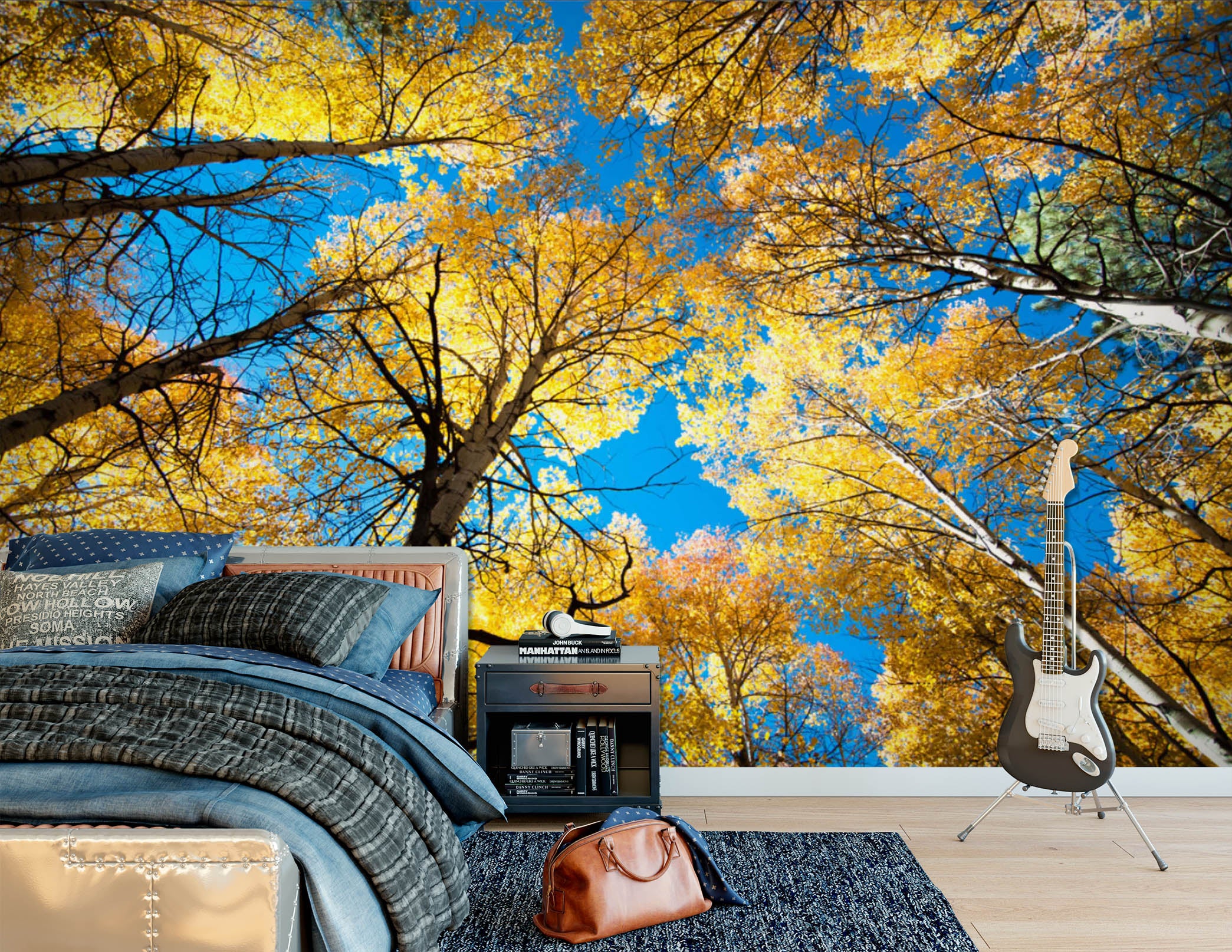 3D Yellow Woods 1712 Wall Murals
