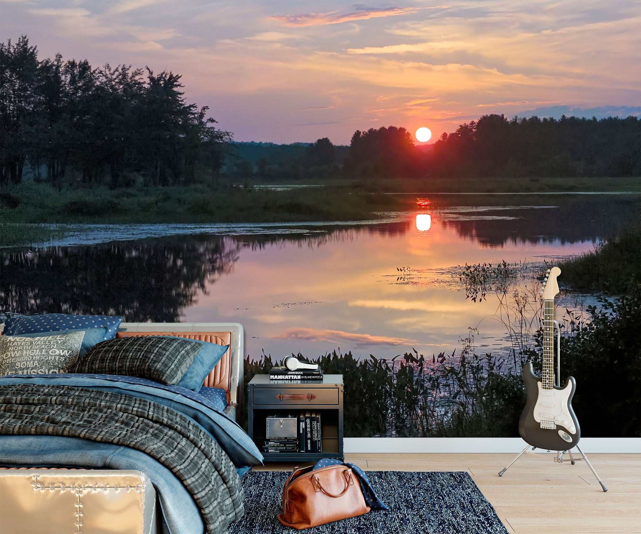 3D Sunset Forest 128 Jerry LoFaro Wall Mural Wall Murals