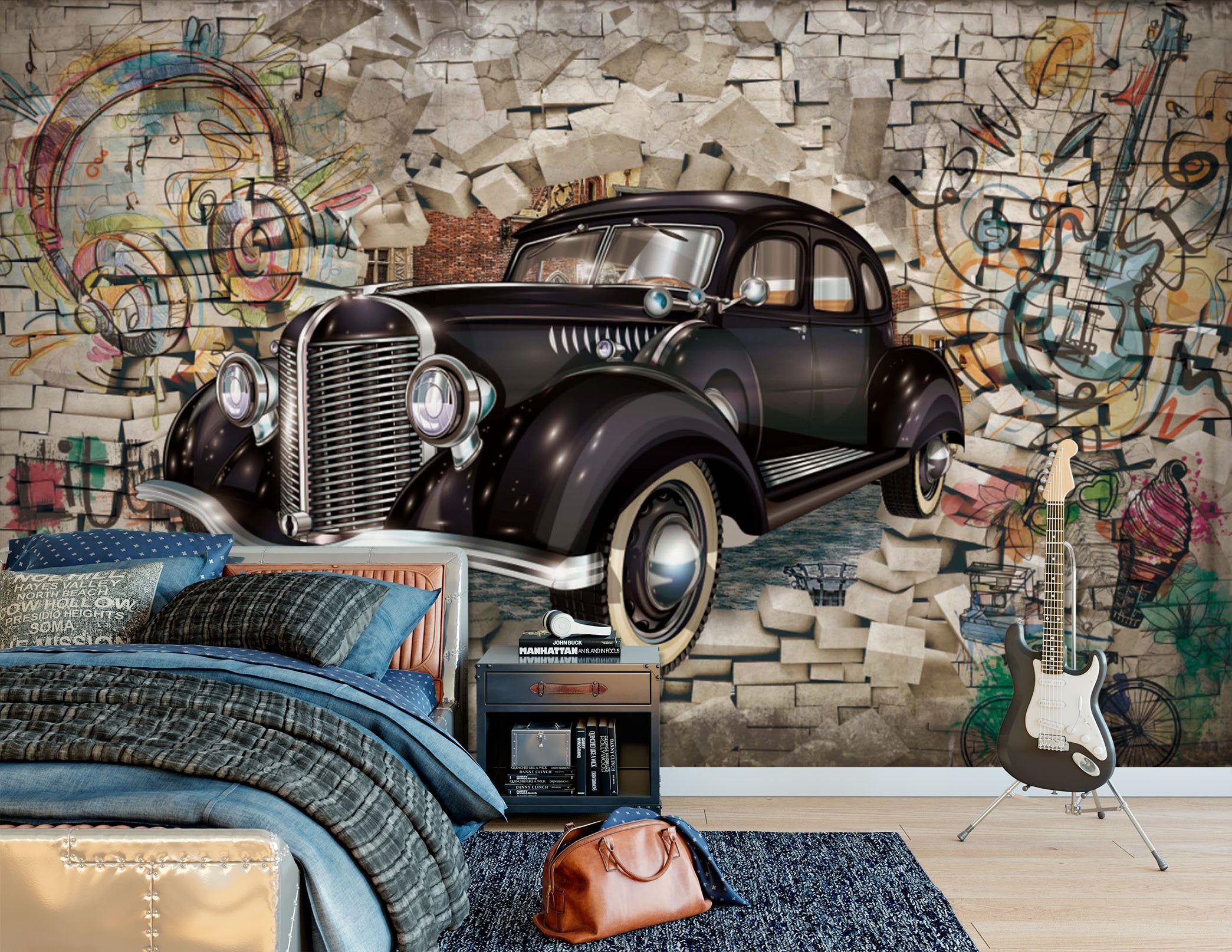 3D Black Truck 1638 Wall Murals Wallpaper AJ Wallpaper 2 