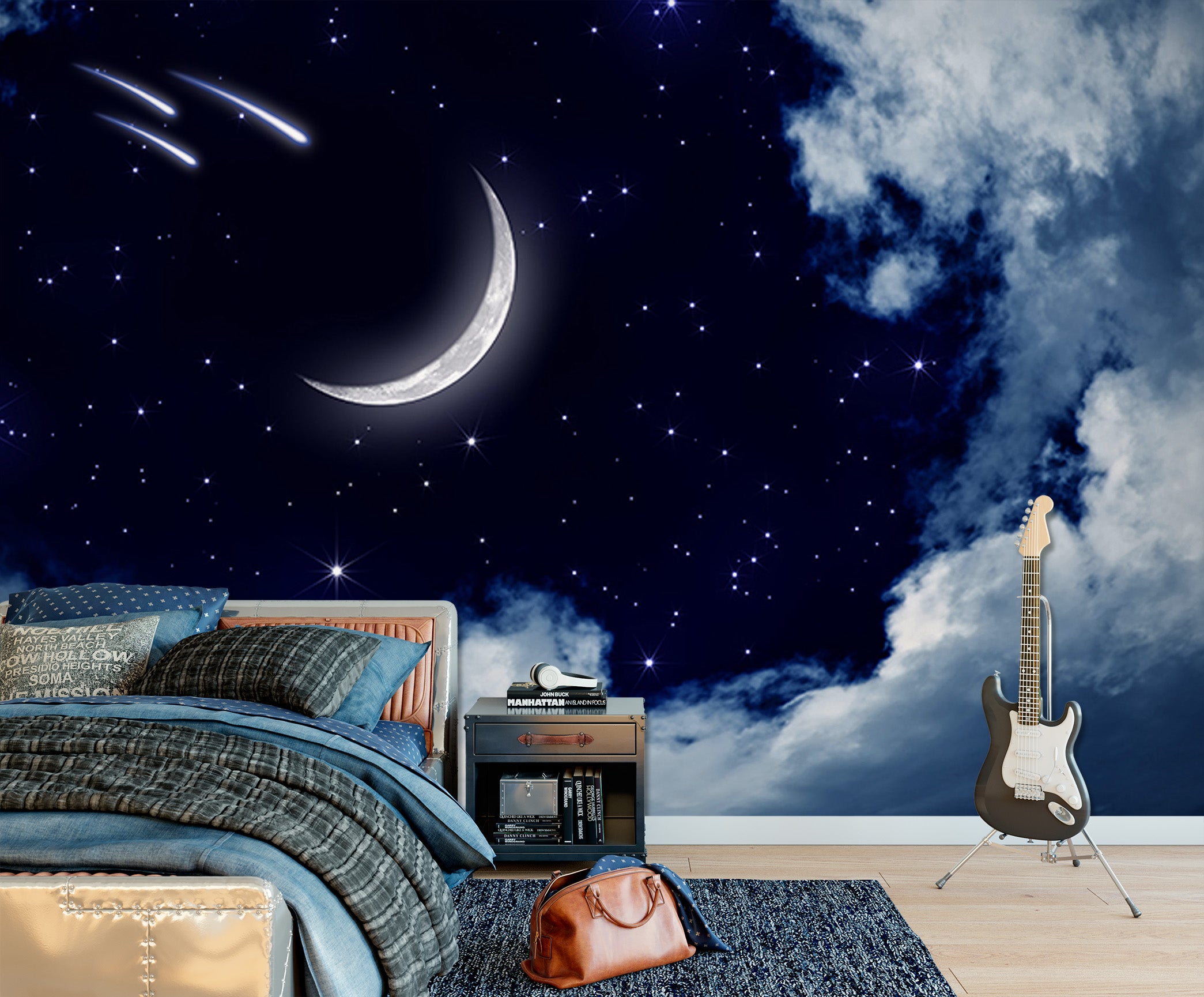 3D Night Sky Moon 1752 Wall Murals