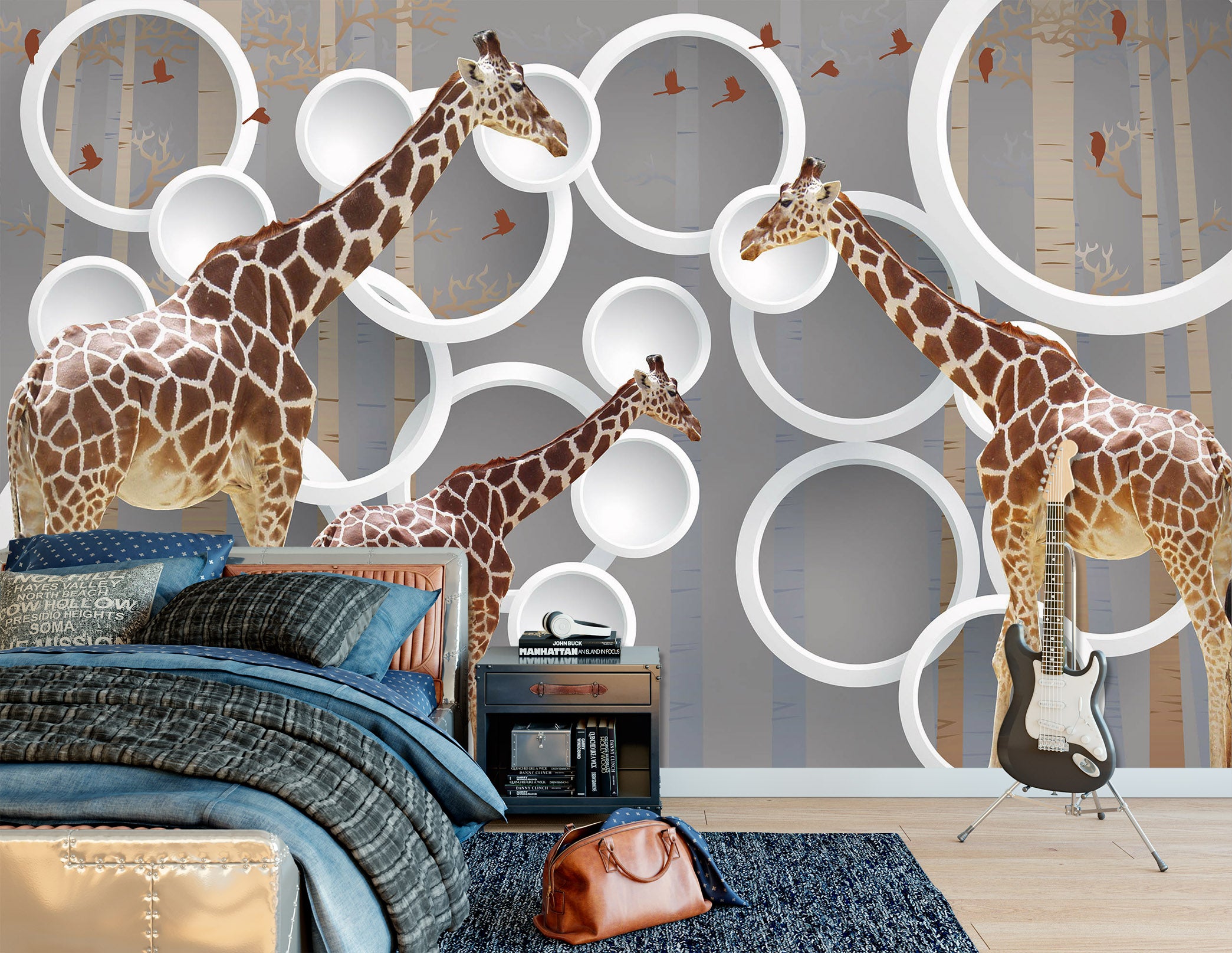3D Cute Giraffe 1625 Wall Murals