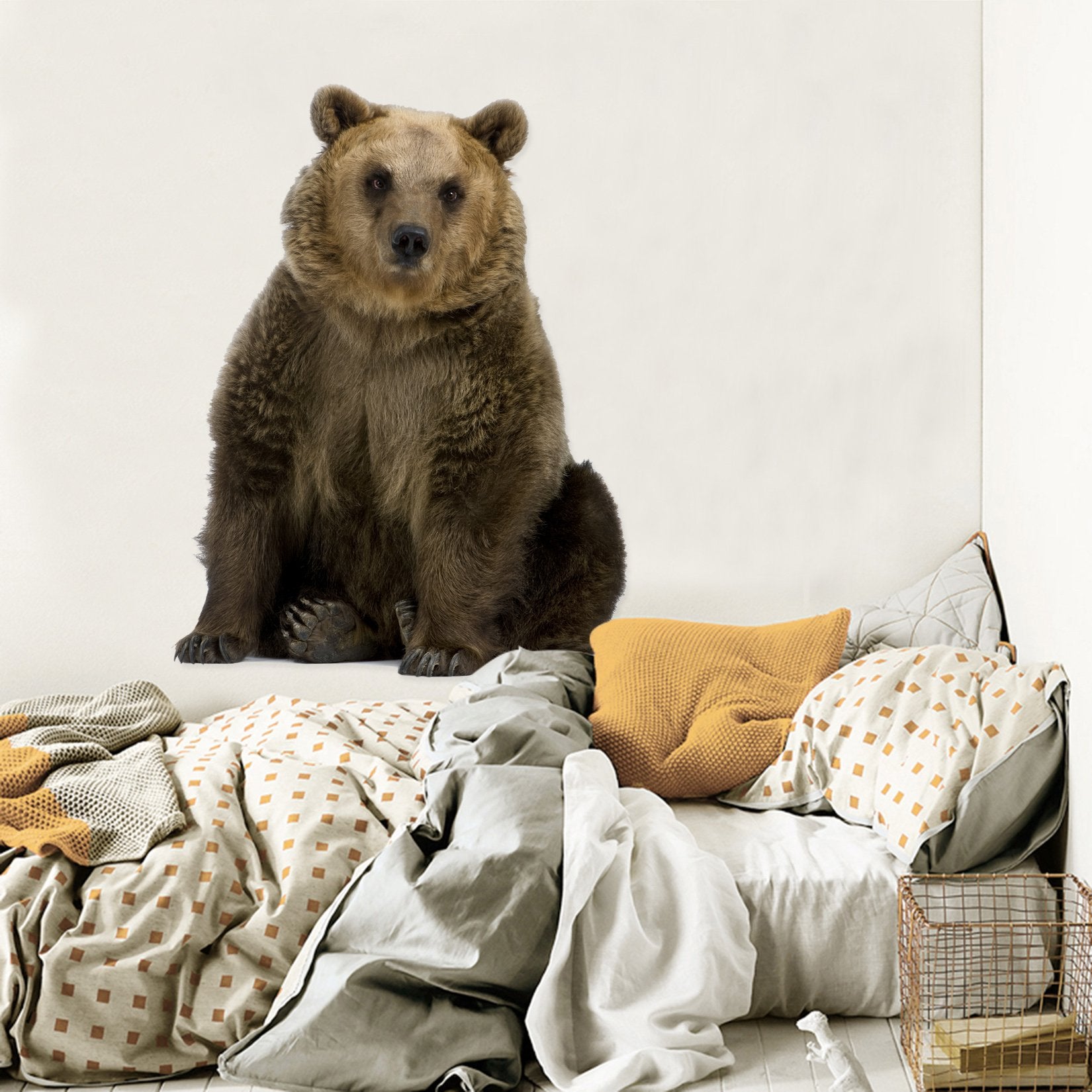 3D Sitting Bear 173 Animals Wall Stickers Wallpaper AJ Wallpaper 