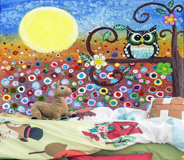 3D Bright Moon And Owl 294 Wallpaper AJ Wallpaper 