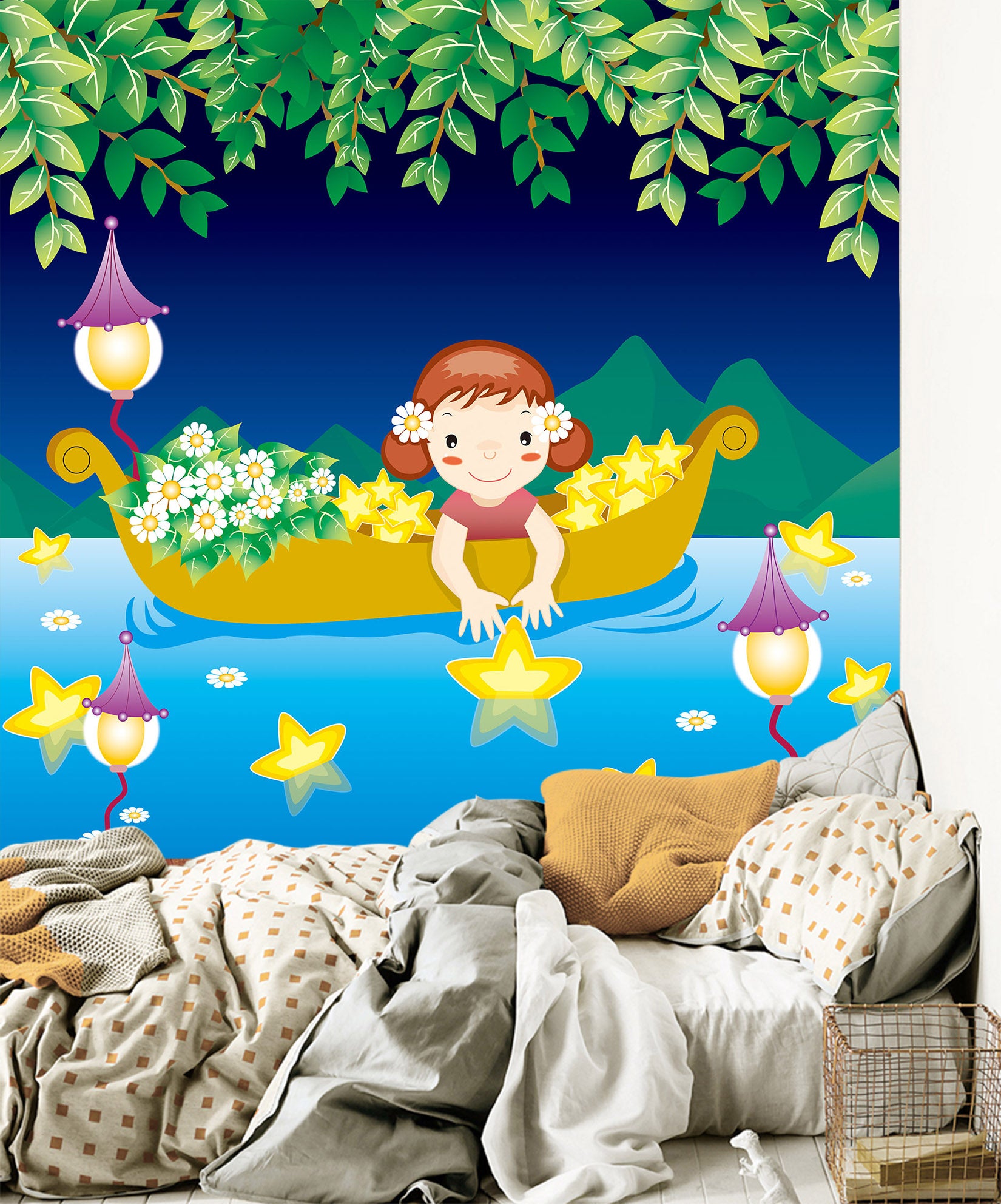 3D Boat Girl 1662 Wall Murals