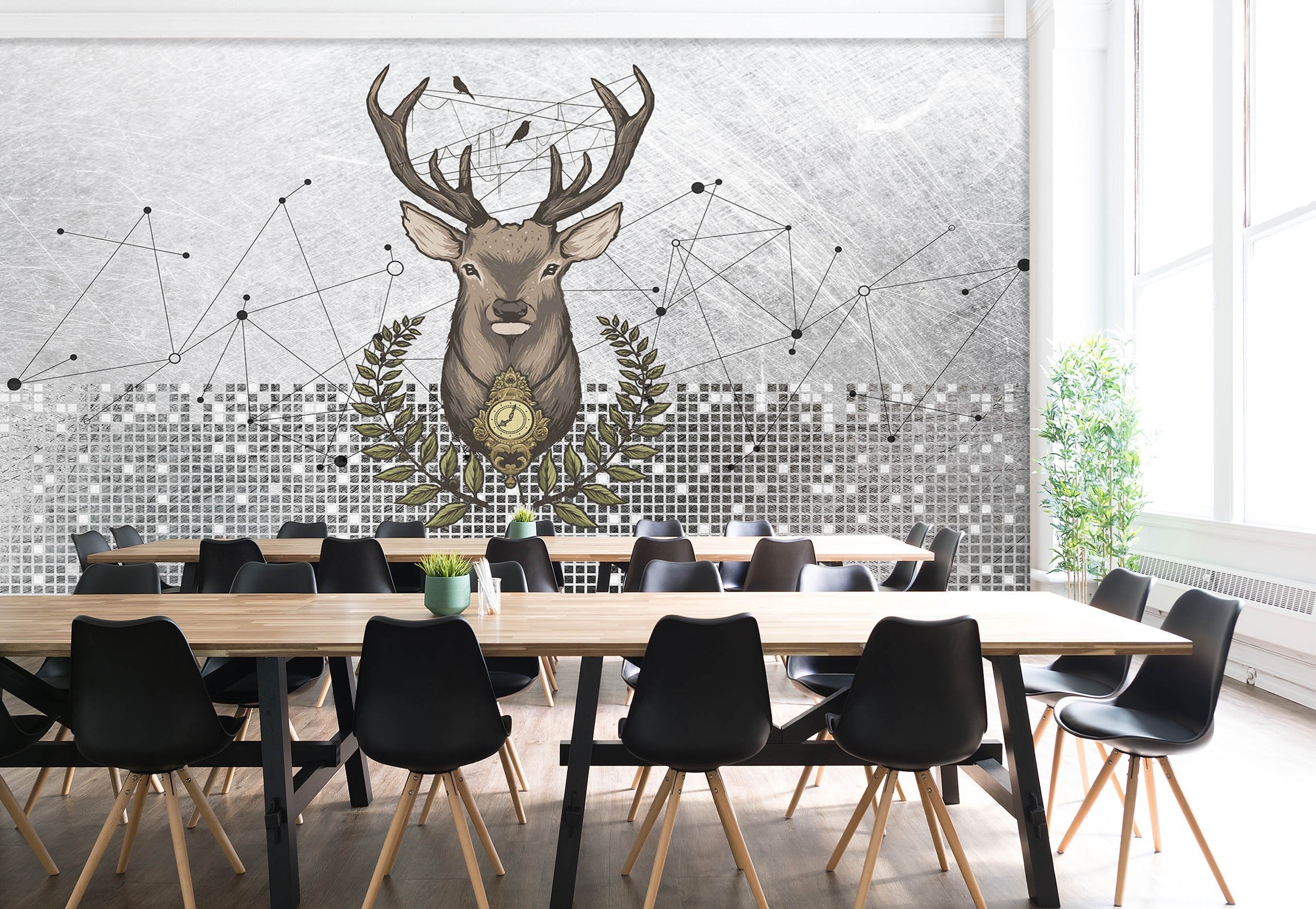 3D Deer Head Decoration 532 Wallpaper AJ Wallpaper 2 