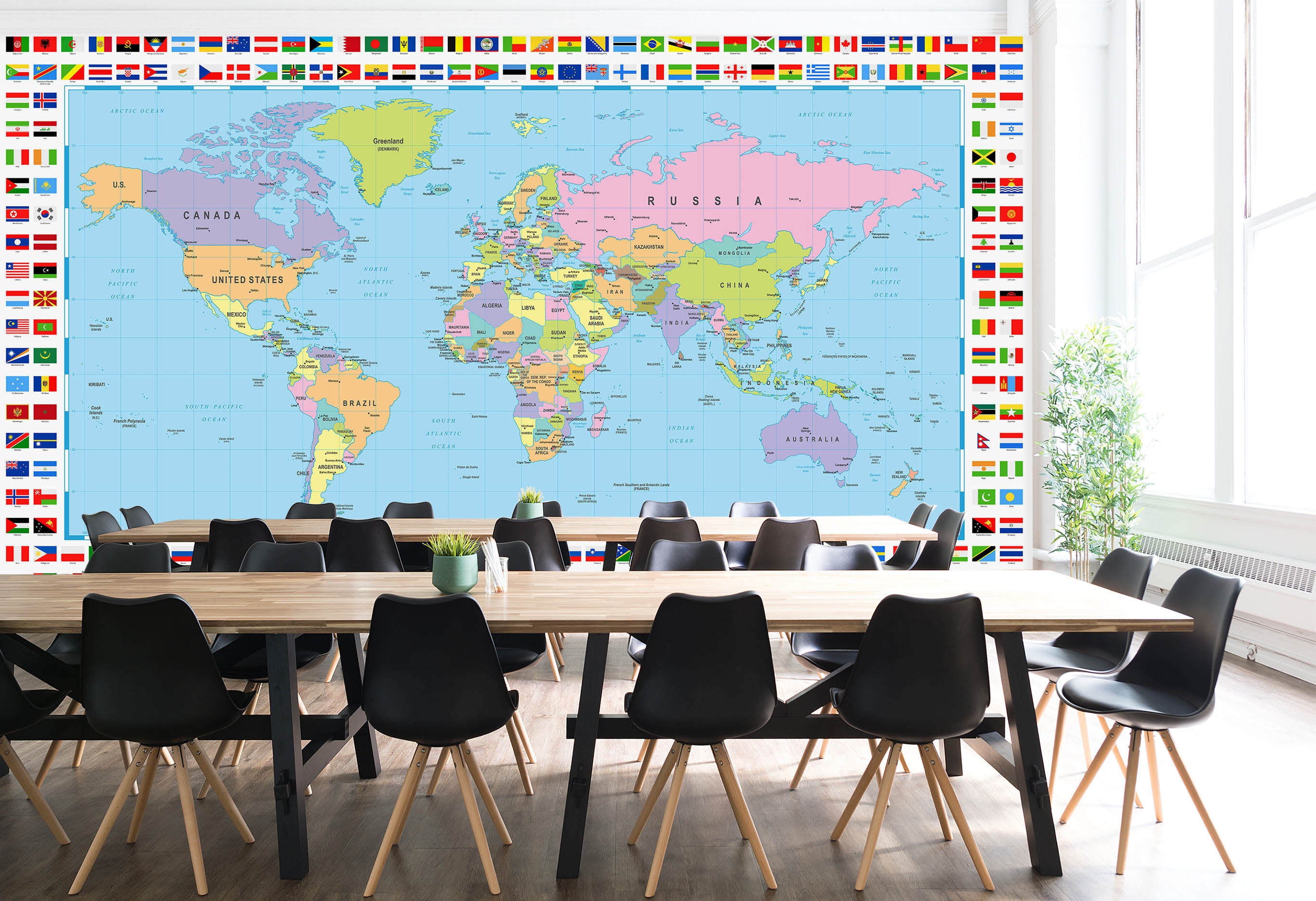 3D Color Pattern 2066 World Map Wall Murals