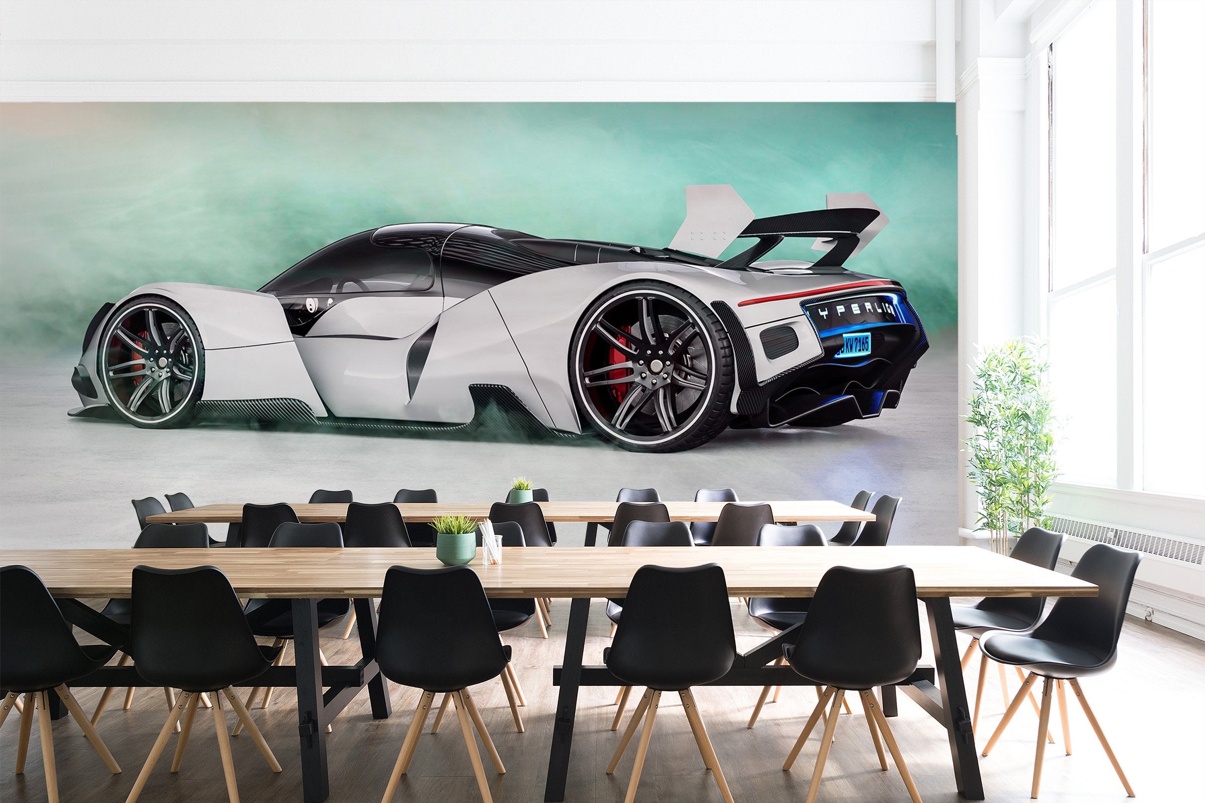 3D White Sports Car Side 965 Vehicle Wall Murals Wallpaper AJ Wallpaper 2 