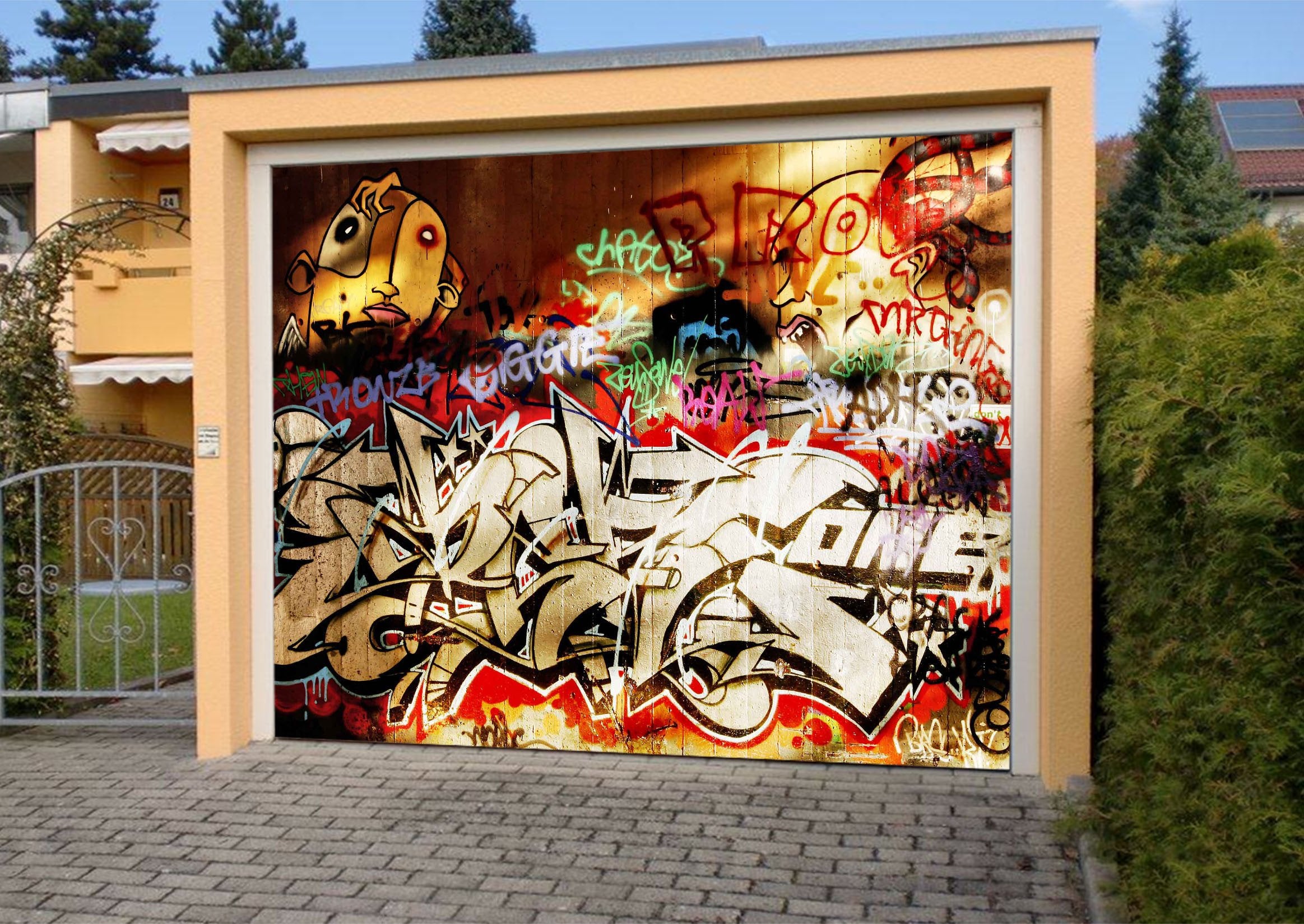 3D Wood Boards Graffiti 459 Garage Door Mural Wallpaper AJ Wallpaper 