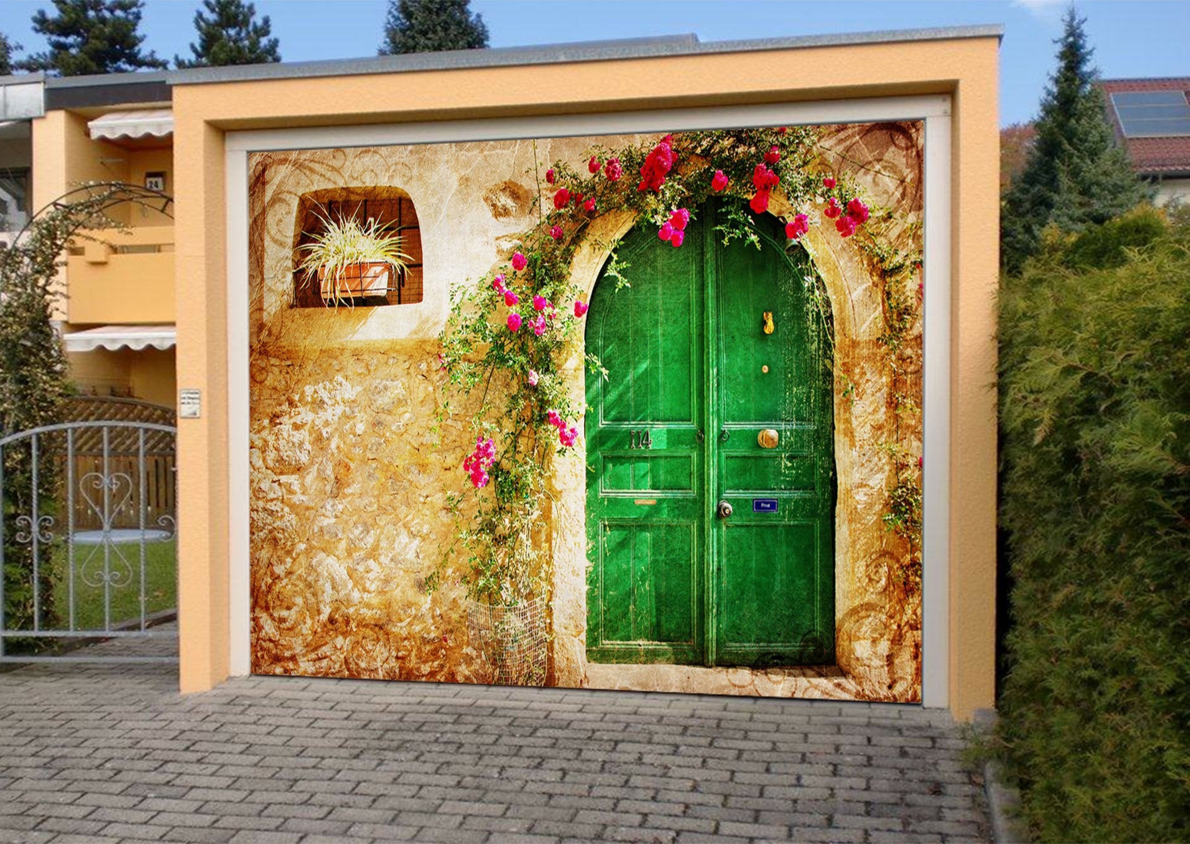 3D Door Flowers Vine 79 Garage Door Mural Wallpaper AJ Wallpaper 