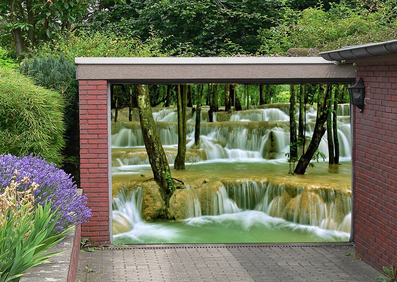 3D River Waterfalls Trees 261 Garage Door Mural Wallpaper AJ Wallpaper 