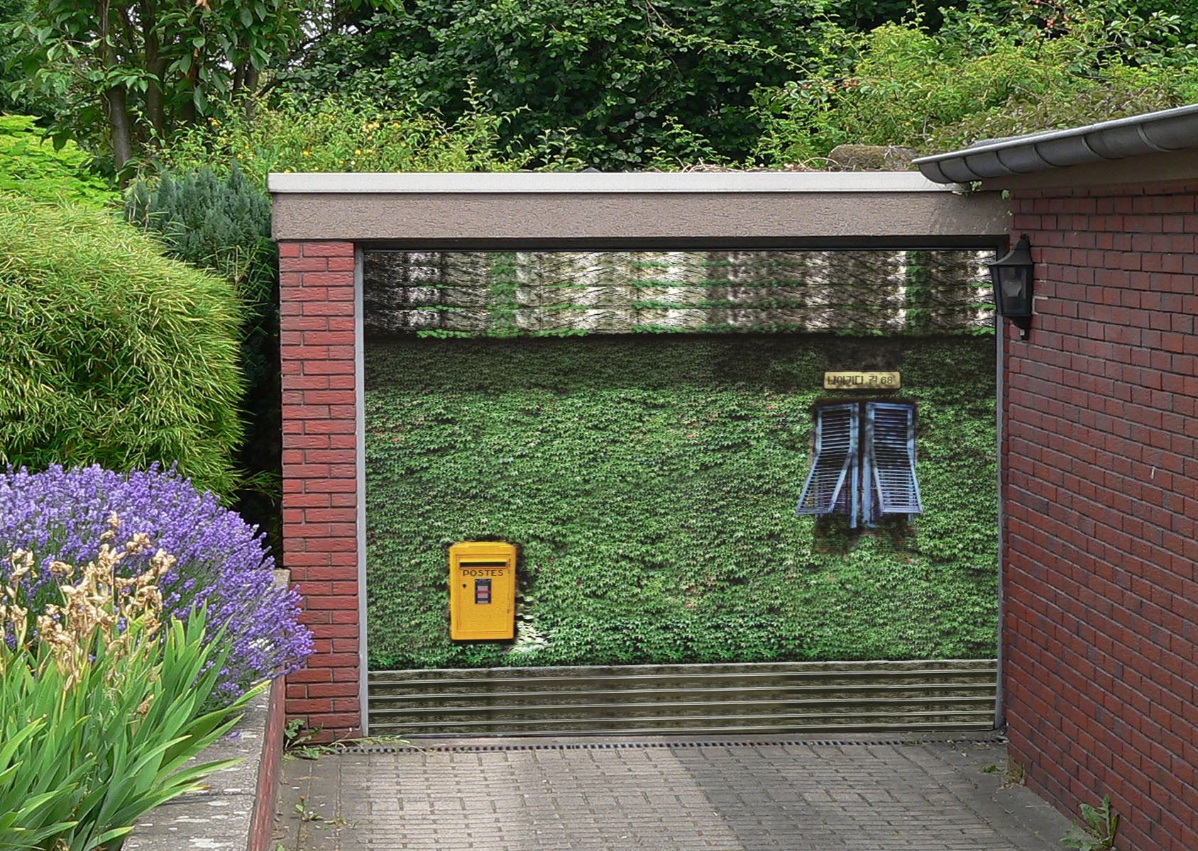 3D Window Lush Ivy 208 Garage Door Mural Wallpaper AJ Wallpaper 