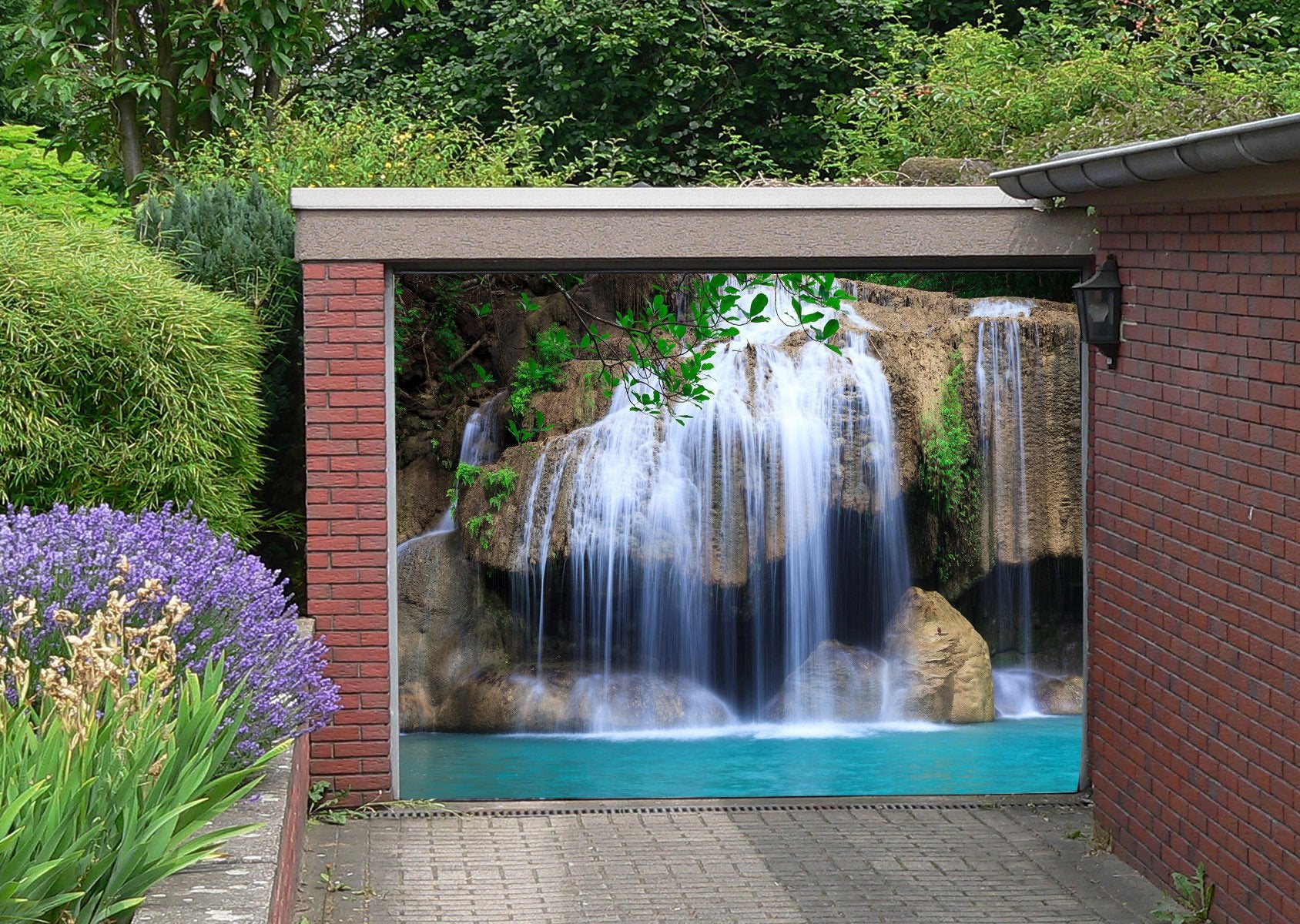 3D Rocks Waterfalls 121 Garage Door Mural Wallpaper AJ Wallpaper 