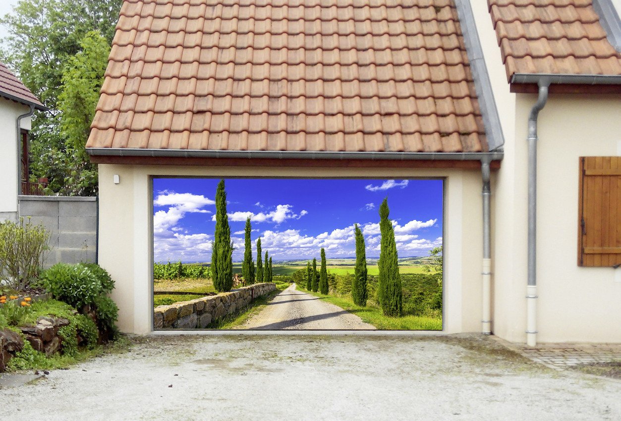 3D Roadside Cypress Trees 193 Garage Door Mural Wallpaper AJ Wallpaper 