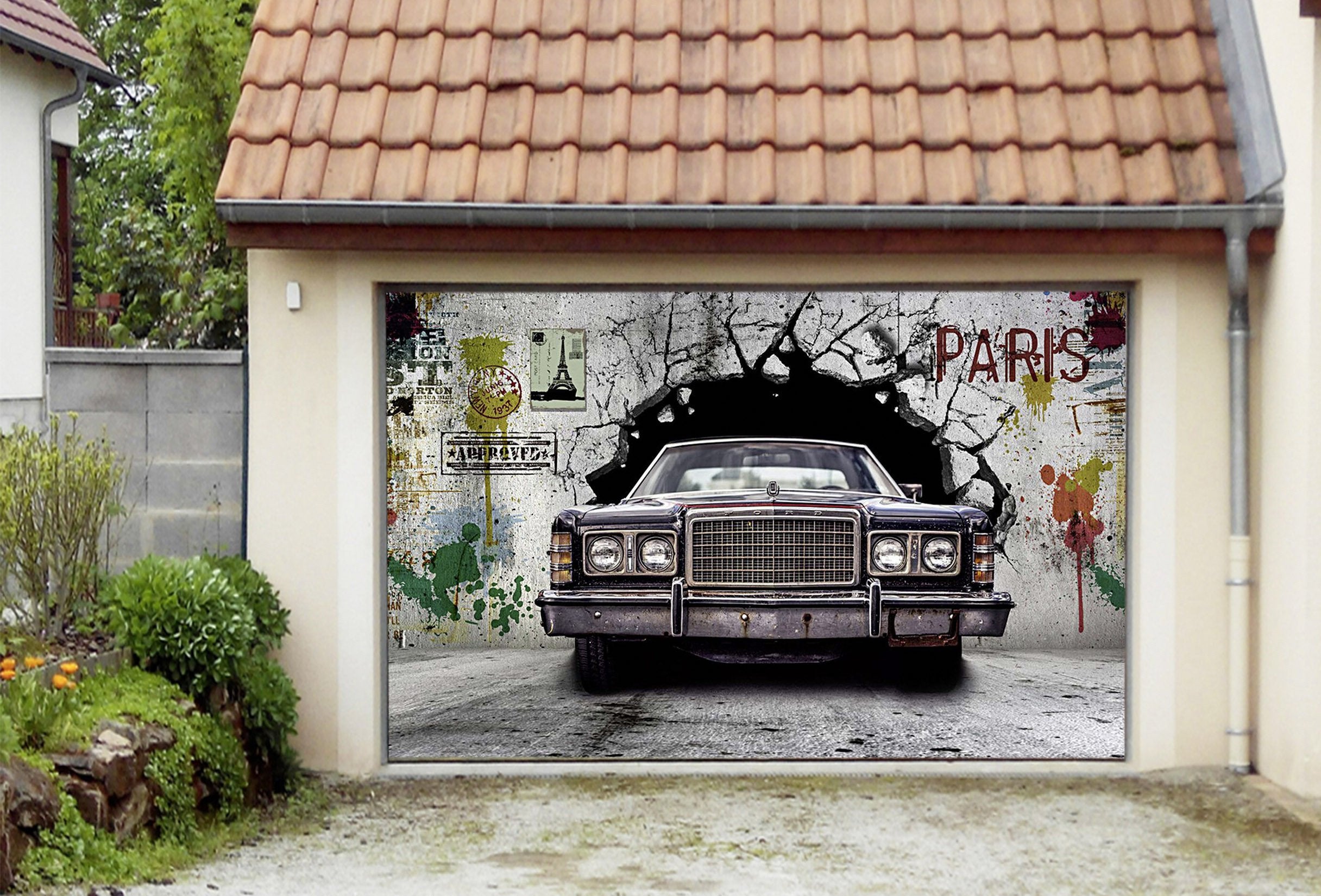 3D Rusty Car Graffiti 388 Garage Door Mural Wallpaper AJ Wallpaper 