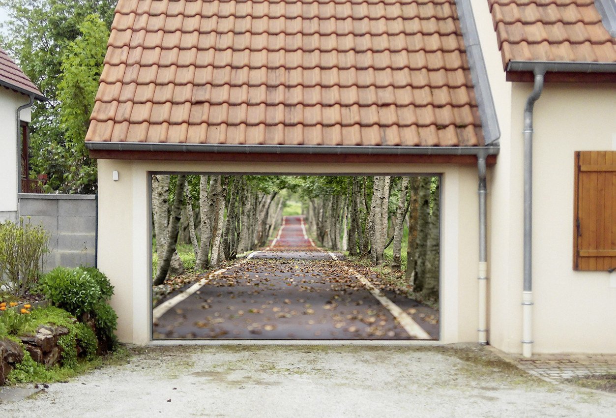 3D Road Trees Fallen Leaves 149 Garage Door Mural Wallpaper AJ Wallpaper 