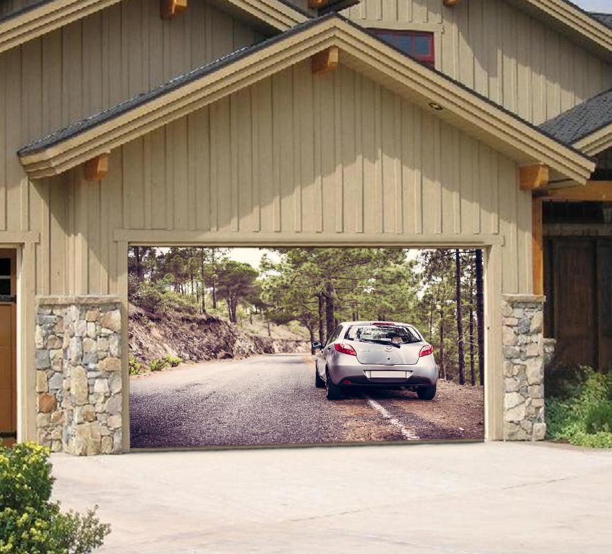 3D Road Parked Car 178 Garage Door Mural Wallpaper AJ Wallpaper 