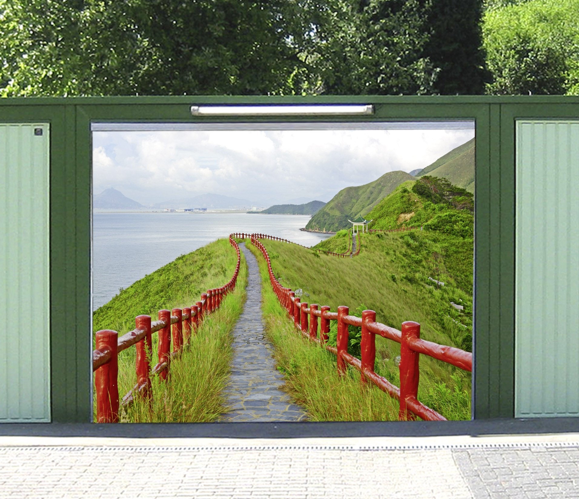 3D Seaside Mountain Road 30 Garage Door Mural Wallpaper AJ Wallpaper 