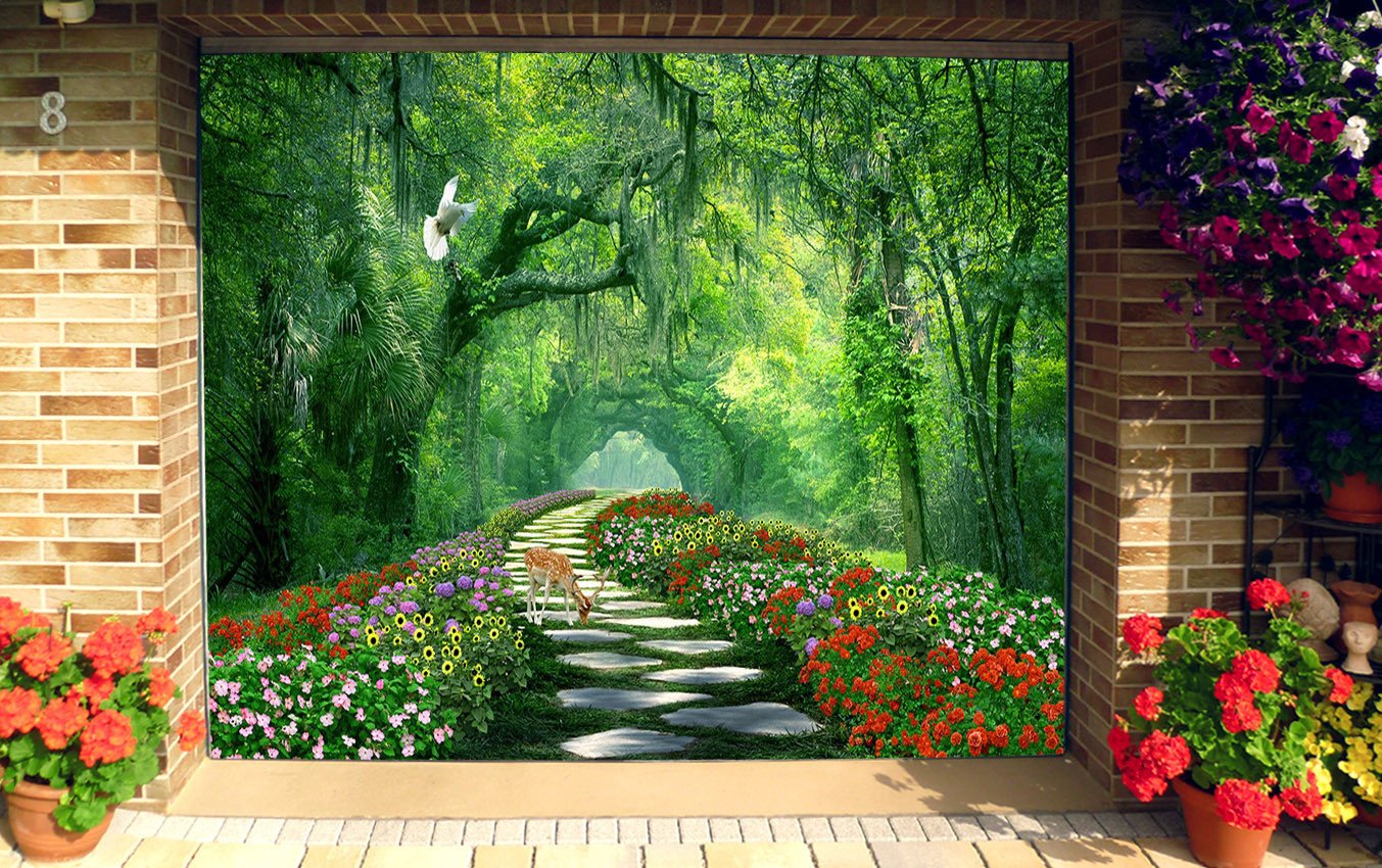 3D Trees Flowers Animals 294 Garage Door Mural Wallpaper AJ Wallpaper 