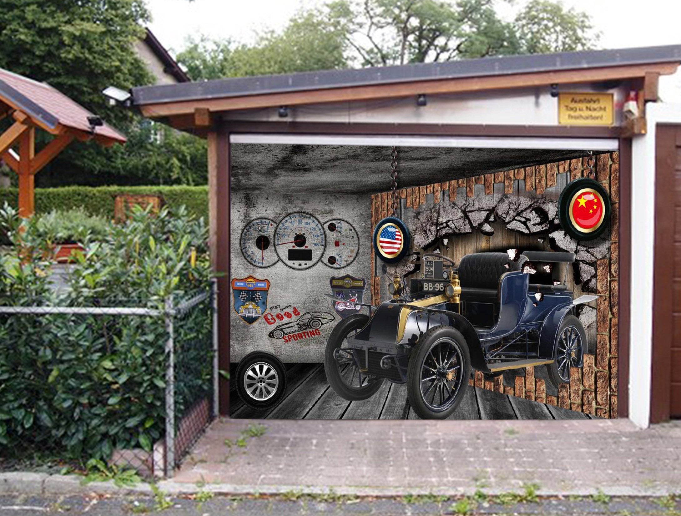 3D Vintage Car 376 Garage Door Mural Wallpaper AJ Wallpaper 