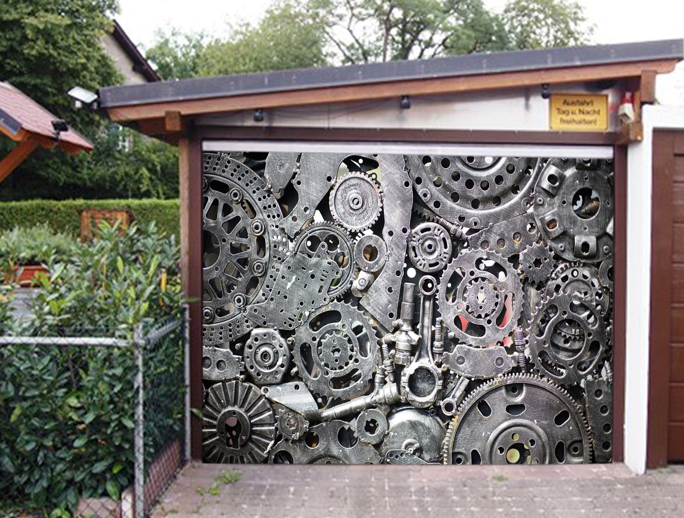 3D Metal Gears 308 Garage Door Mural Wallpaper AJ Wallpaper 