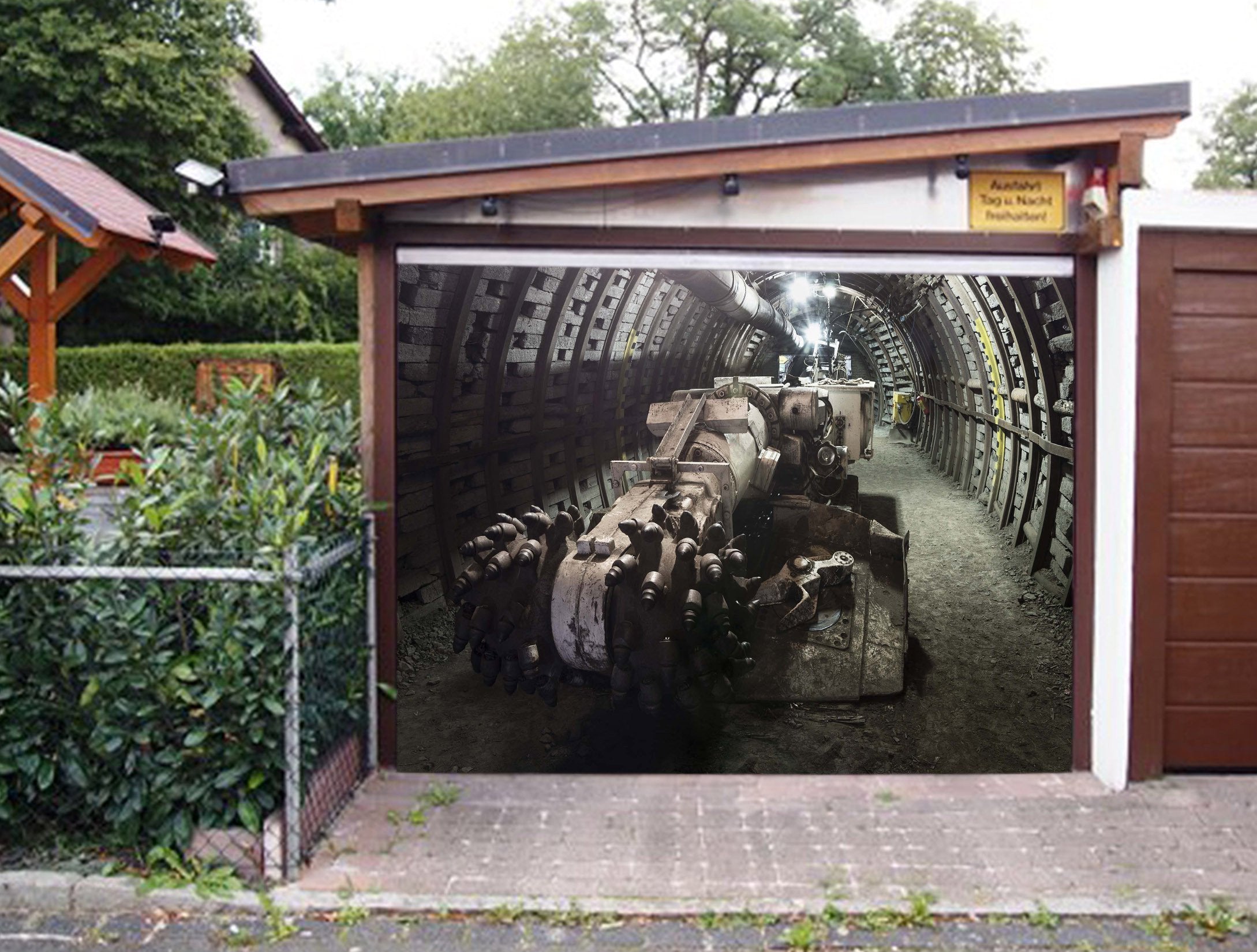 3D Tunnel Equipment 351 Garage Door Mural Wallpaper AJ Wallpaper 