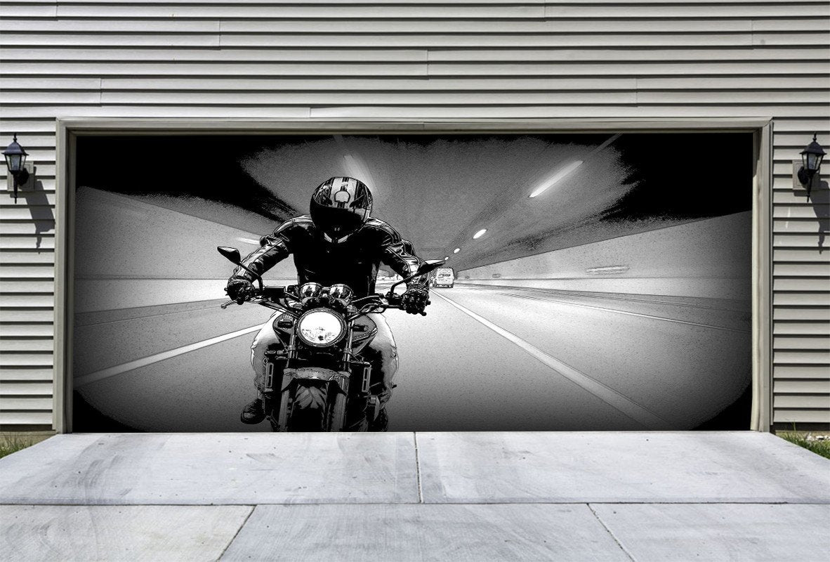 3D Motorcycle Driver 200 Garage Door Mural Wallpaper AJ Wallpaper 