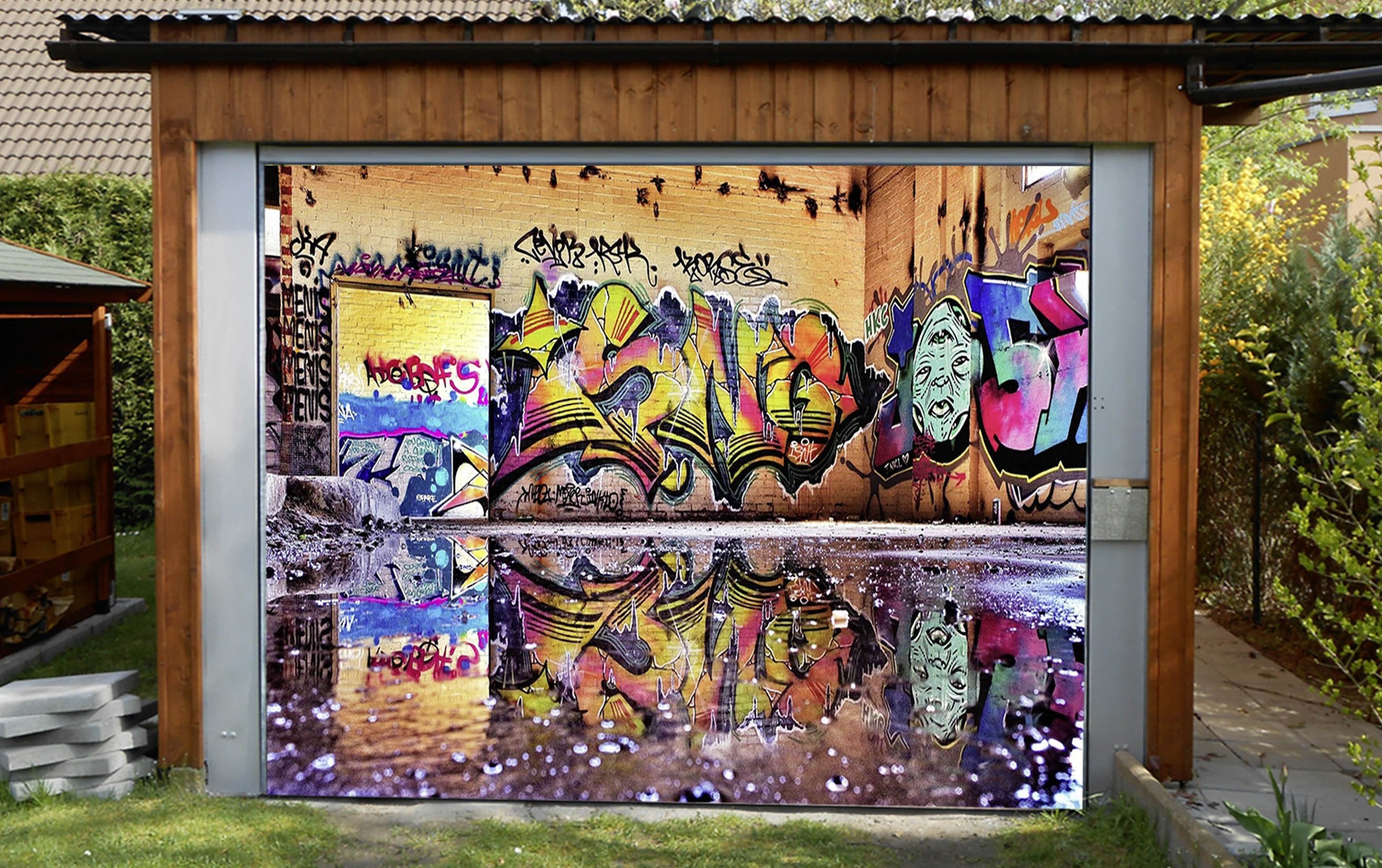 3D Bright Graffiti 363 Garage Door Mural Wallpaper AJ Wallpaper 