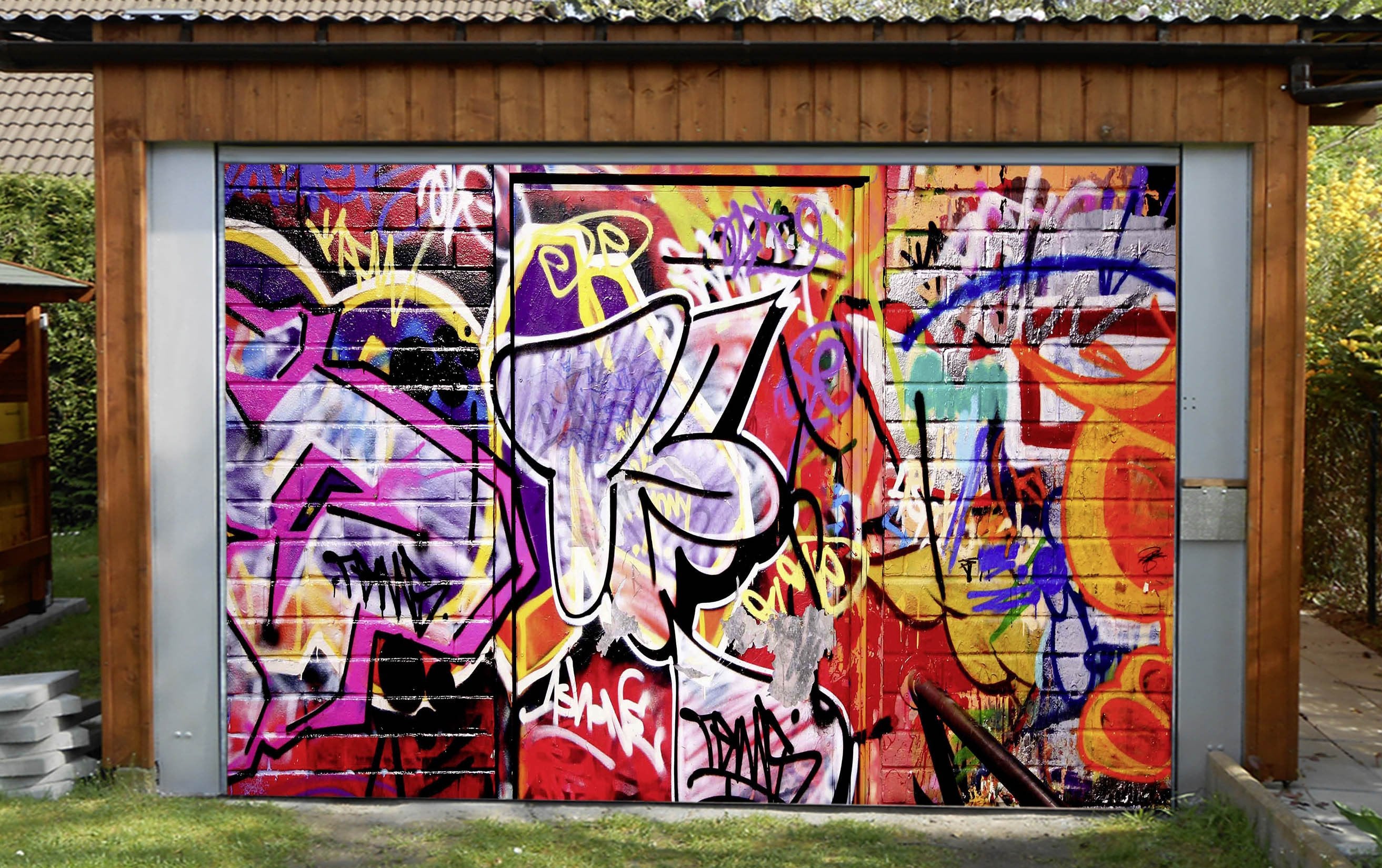 3D Bright Graffiti 32 Garage Door Mural Wallpaper AJ Wallpaper 