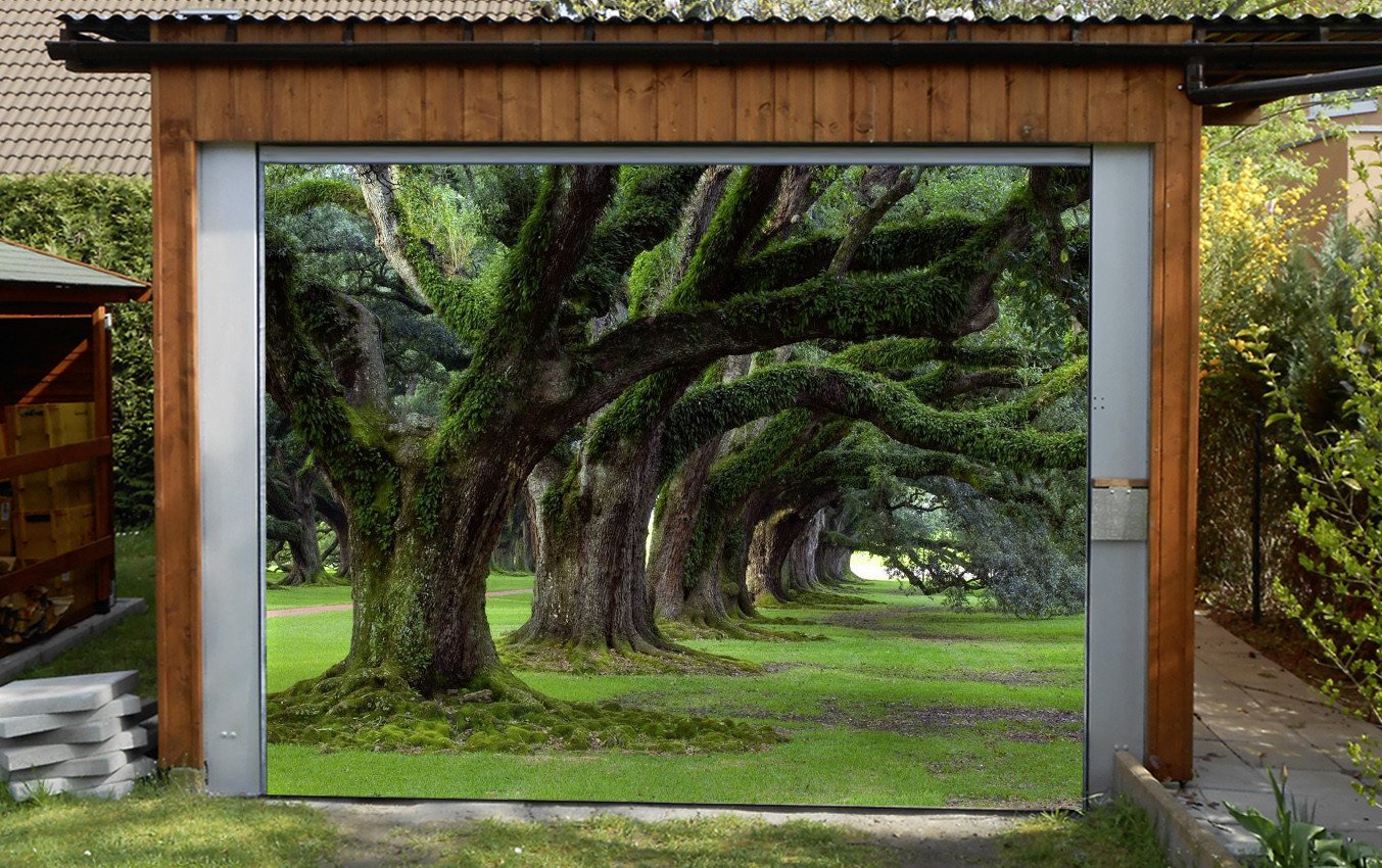 3D Big Trees Rattan 100 Garage Door Mural Wallpaper AJ Wallpaper 