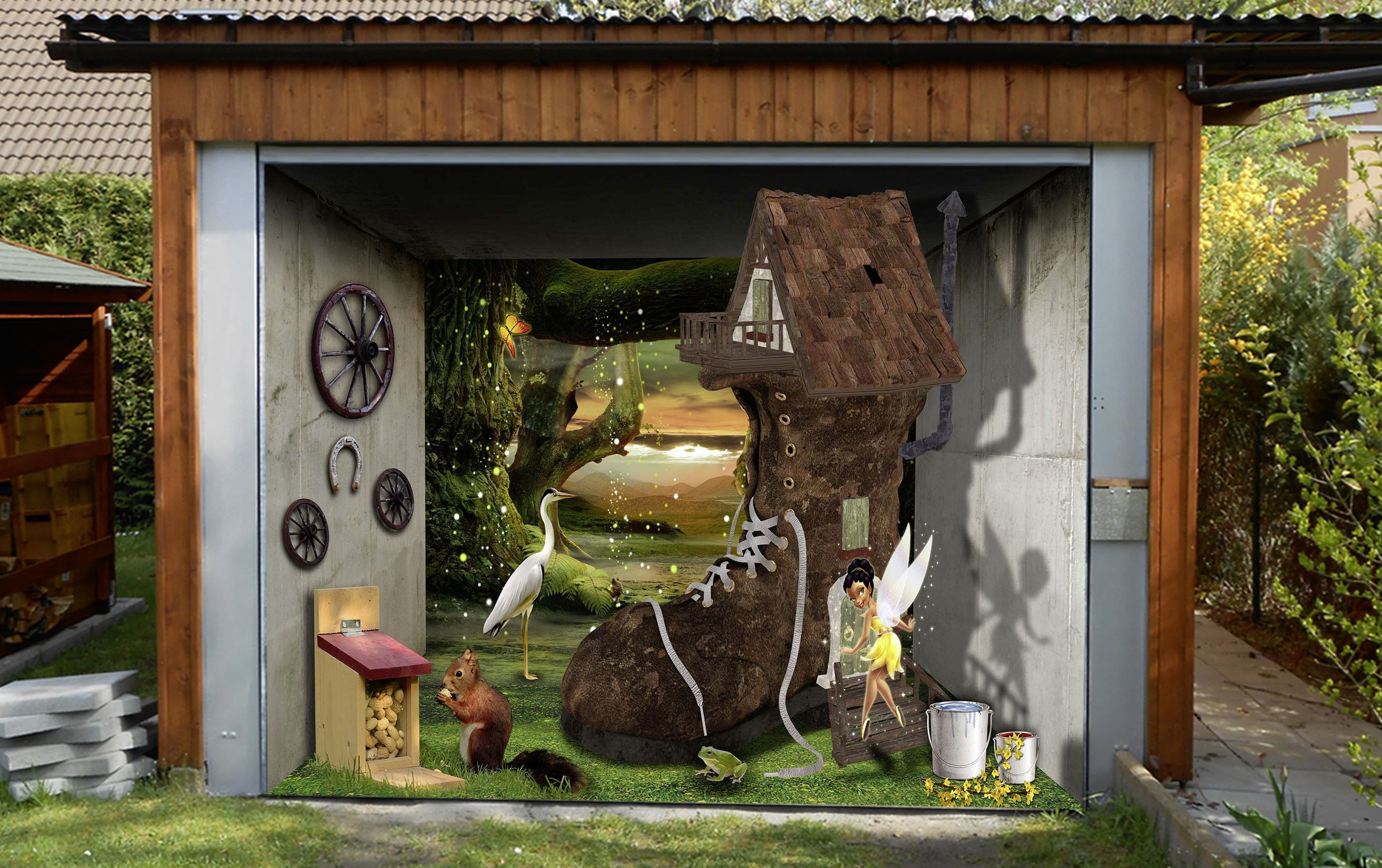 3D Boots House 397 Garage Door Mural Wallpaper AJ Wallpaper 