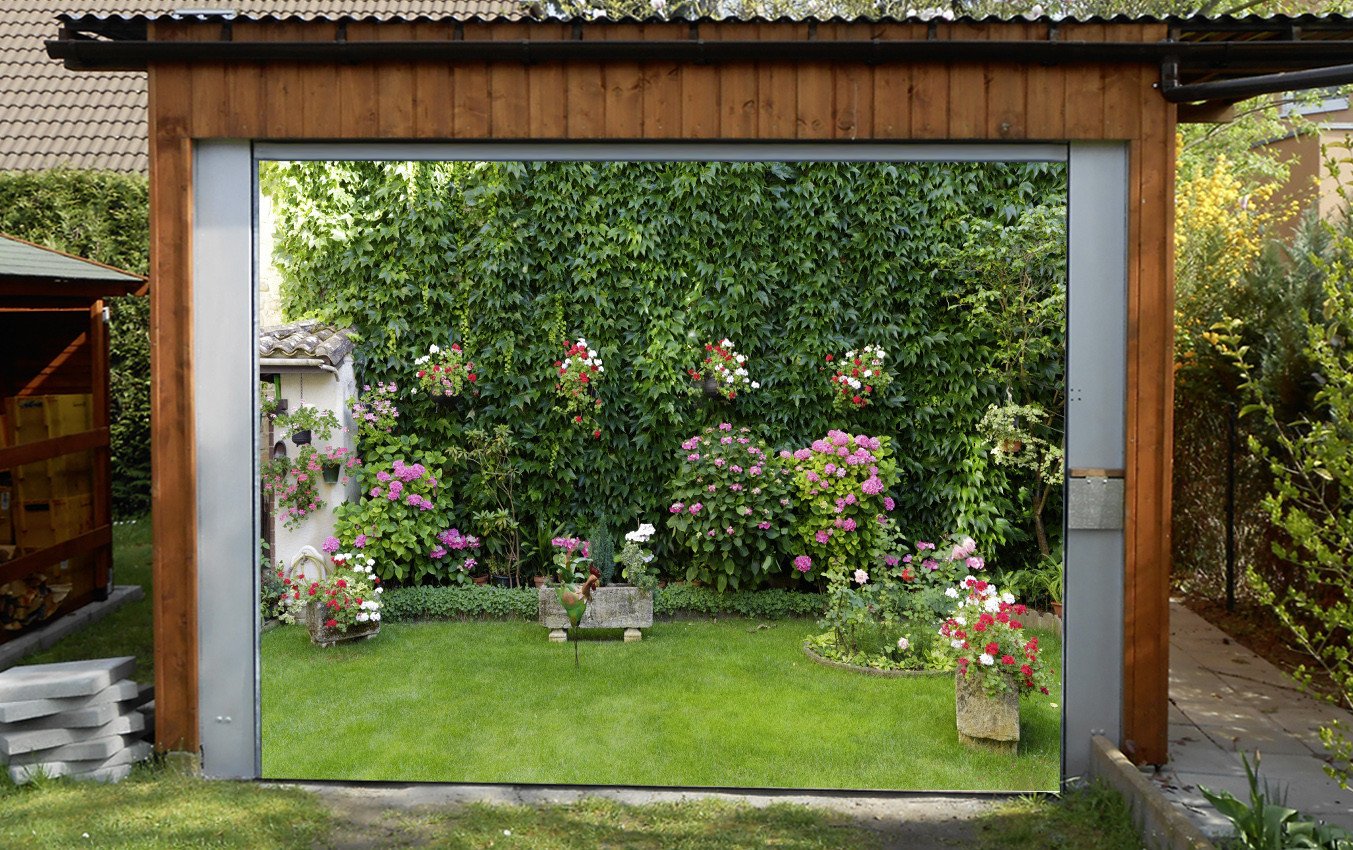 3D Garden Flowers And Ivy 280 Garage Door Mural Wallpaper AJ Wallpaper 