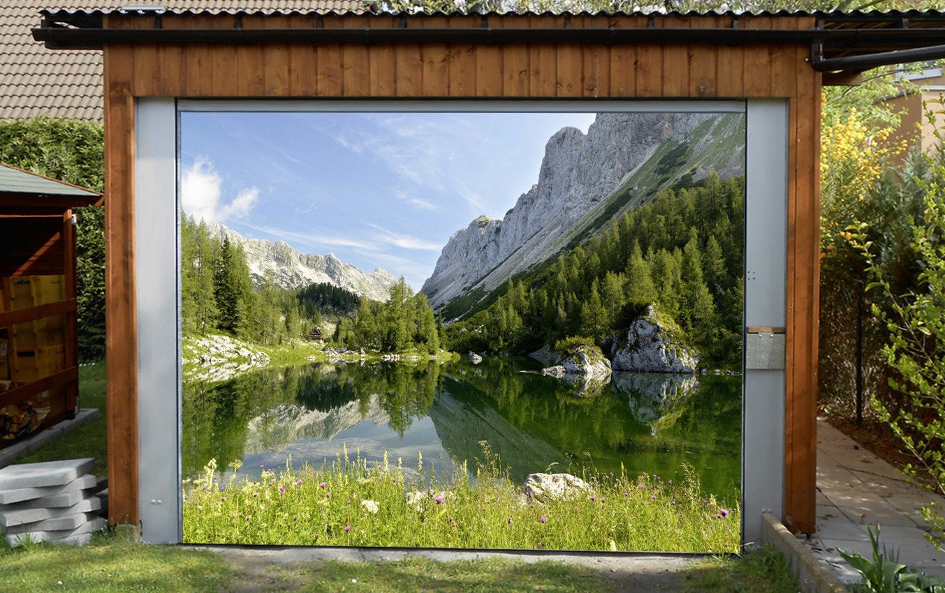 3D Mountain Calm Lake 205 Garage Door Mural Wallpaper AJ Wallpaper 