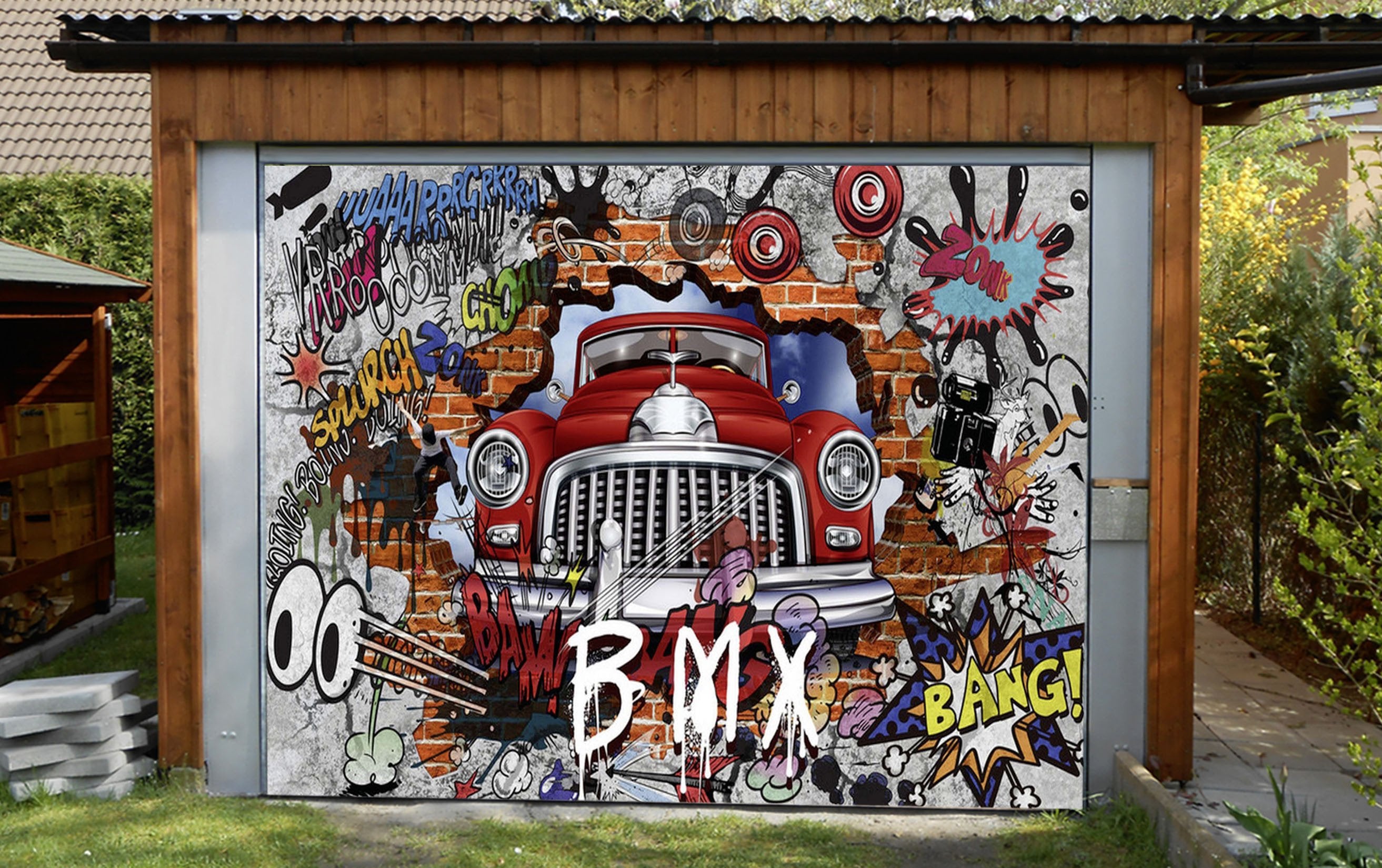 3D Graffiti Words Luxury Car 60 Garage Door Mural Wallpaper AJ Wallpaper 