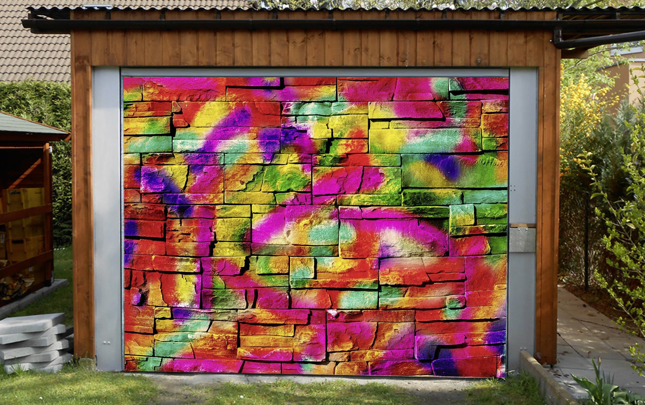3D Bricks Graffiti 346 Garage Door Mural Wallpaper AJ Wallpaper 