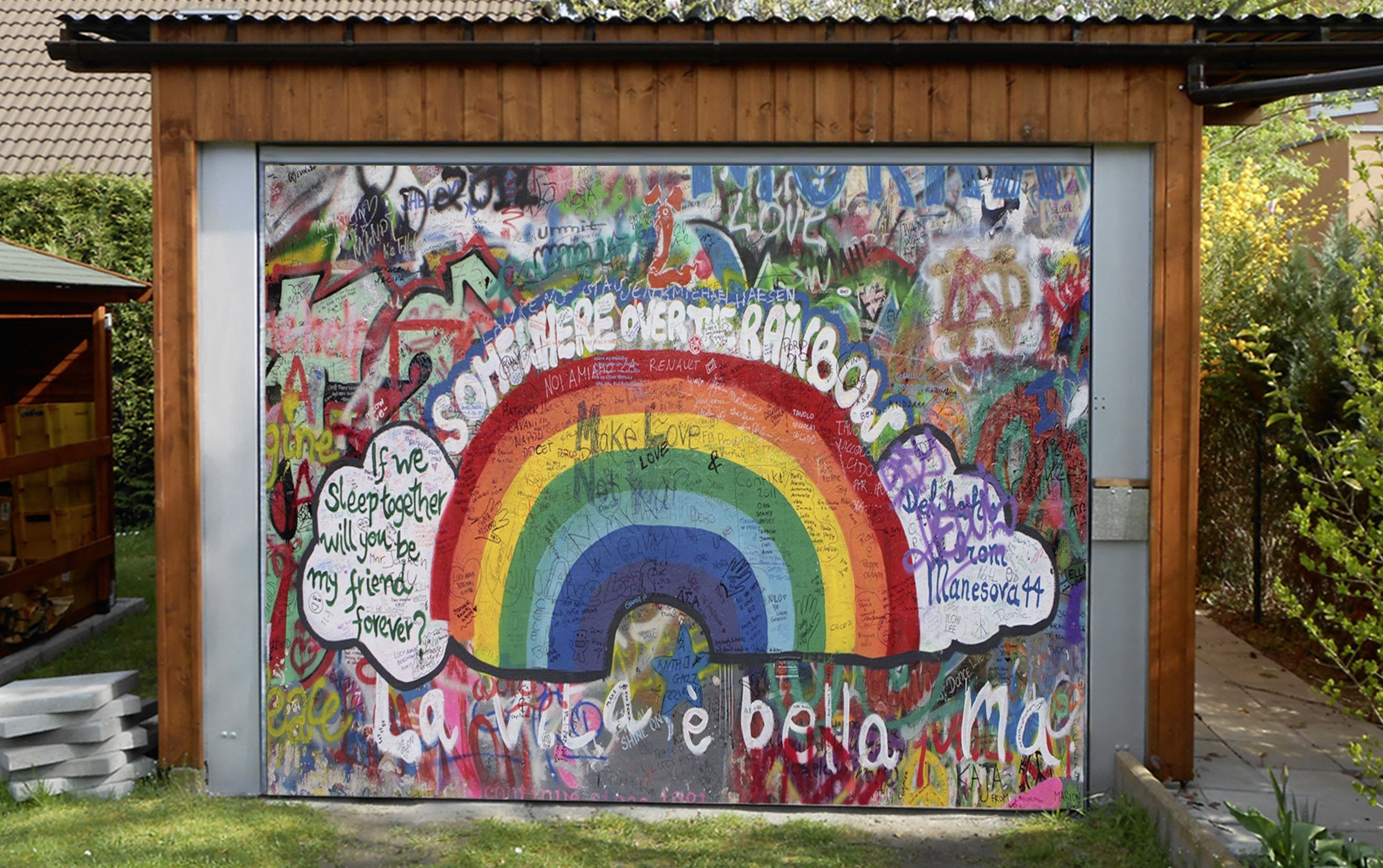 3D Graffiti Rainbow 314 Garage Door Mural Wallpaper AJ Wallpaper 