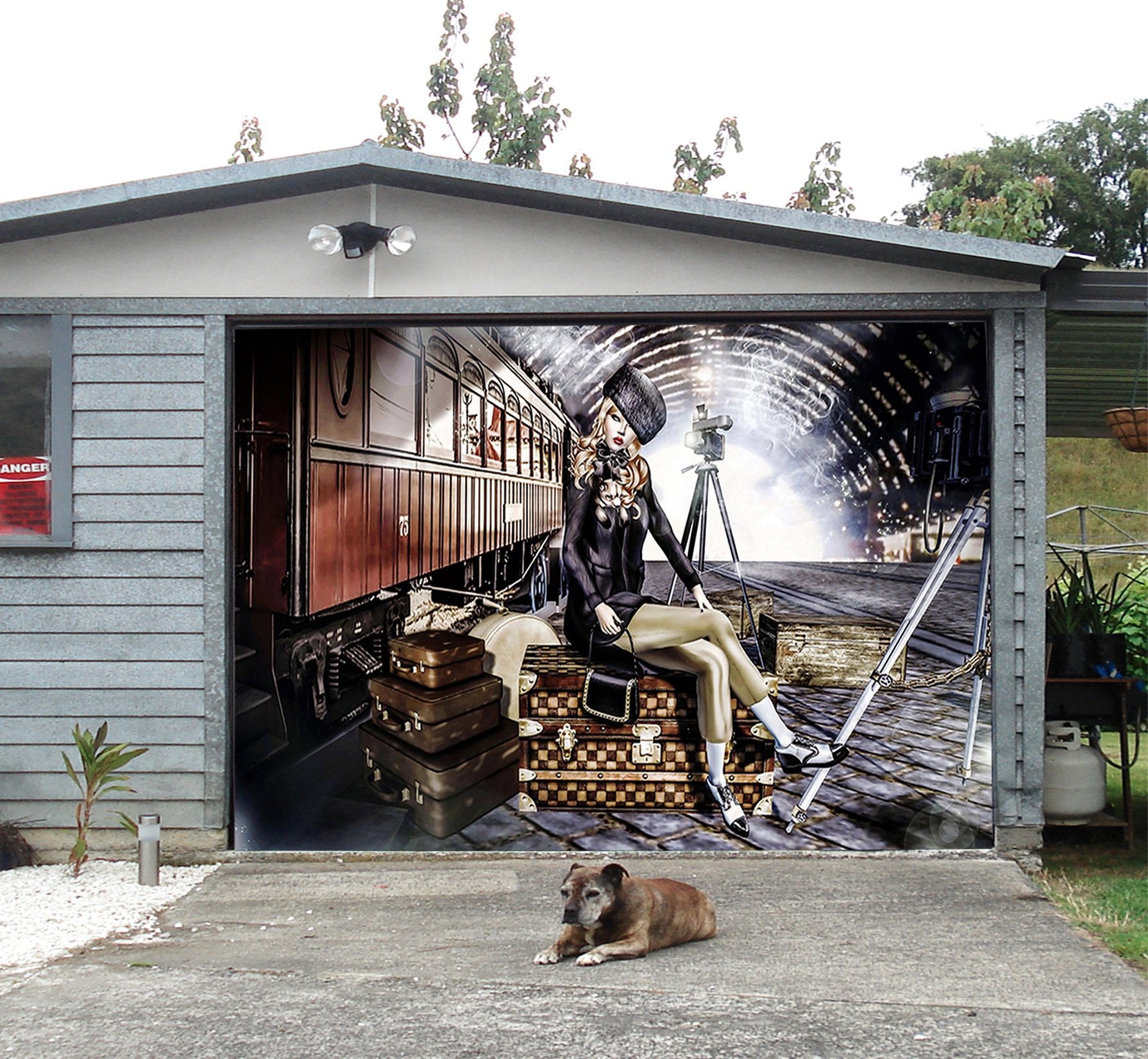 3D Railway Fashion Girl 77 Garage Door Mural Wallpaper AJ Wallpaper 