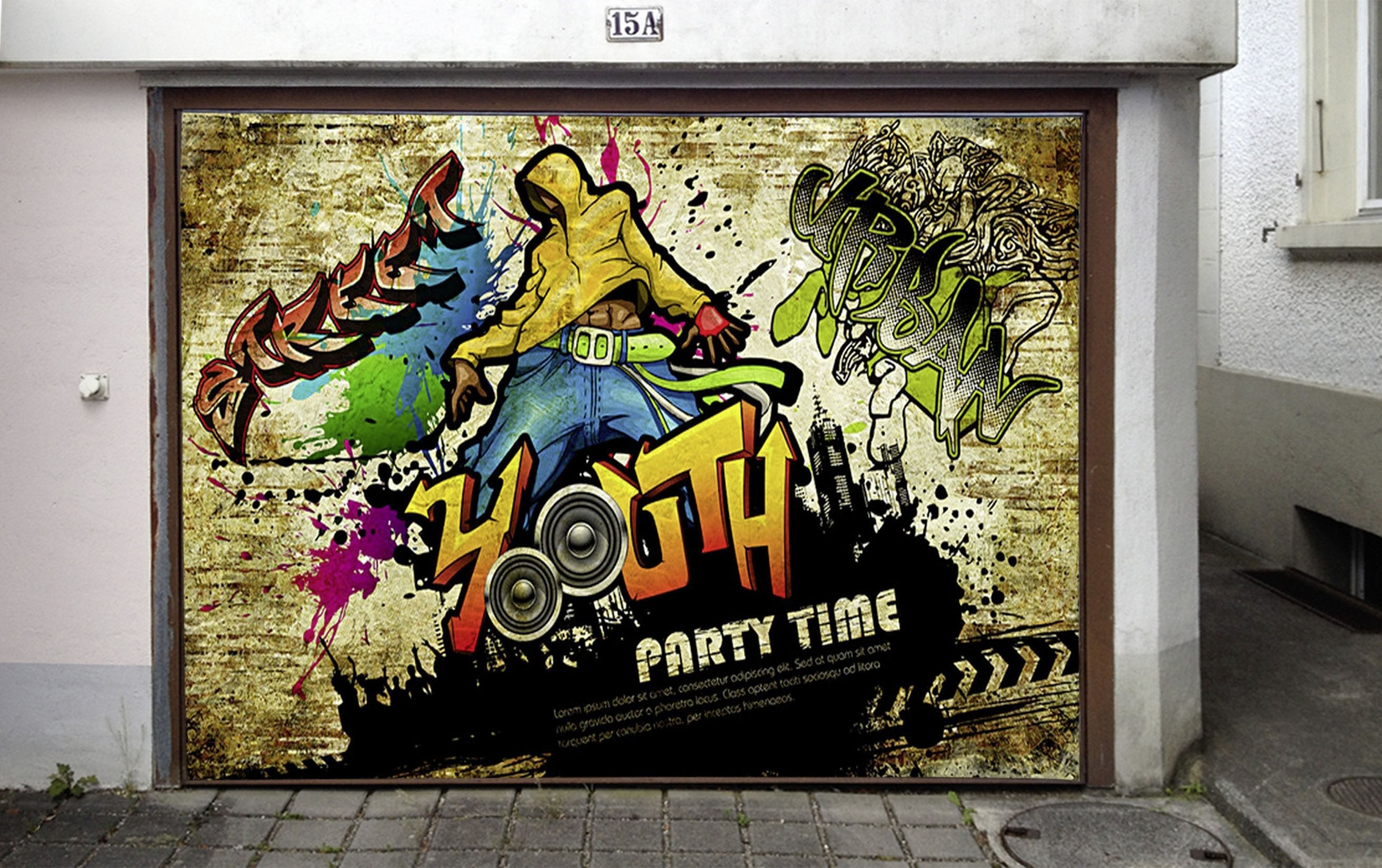 3D Graffiti Youth 66 Garage Door Mural Wallpaper AJ Wallpaper 