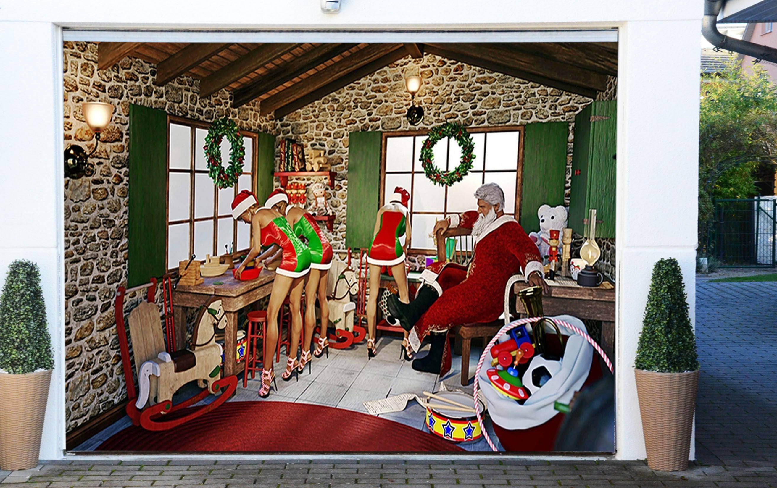 3D Christmas Restaurant 78 Garage Door Mural Wallpaper AJ Wallpaper 