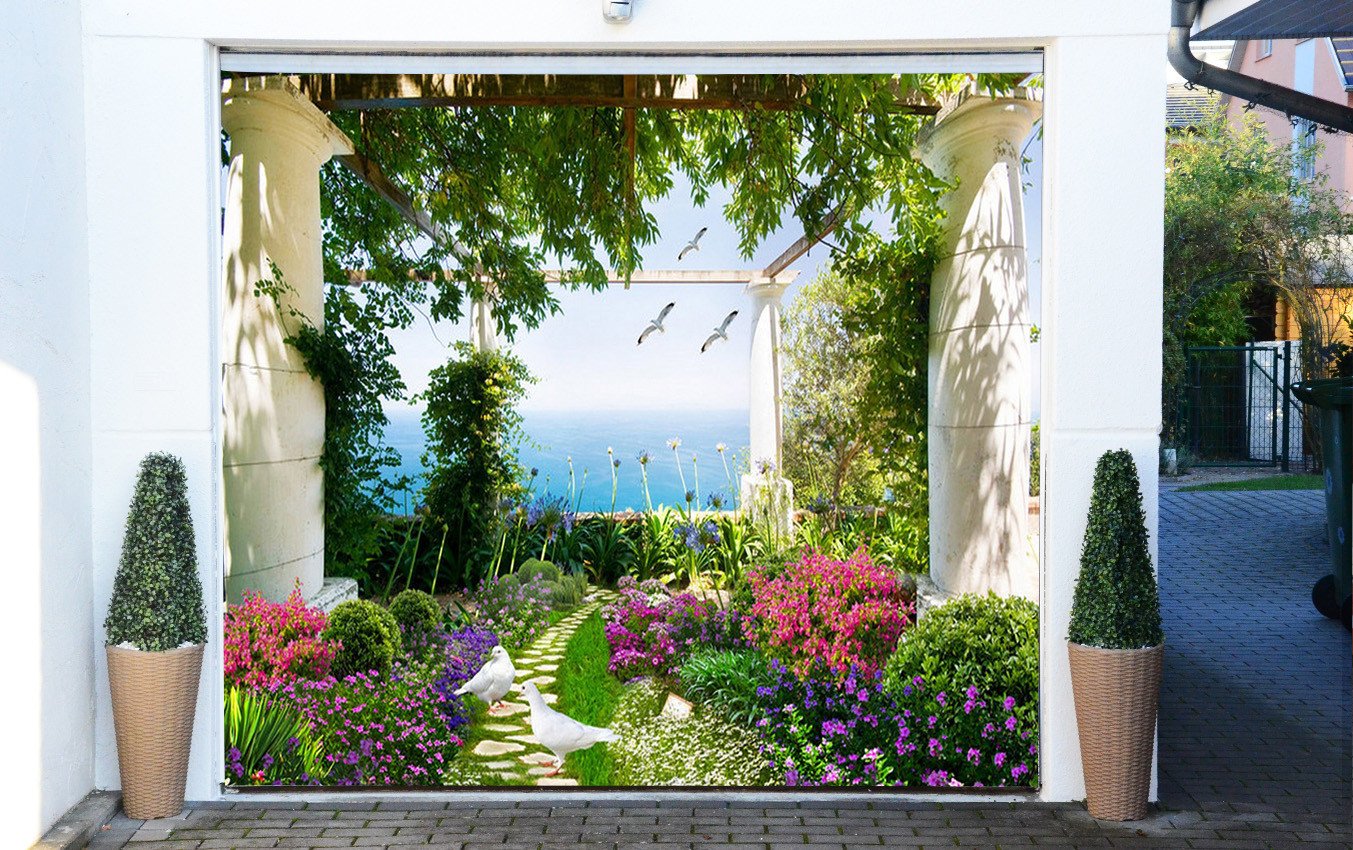 3D Garden Flowers Birds 307 Garage Door Mural Wallpaper AJ Wallpaper 