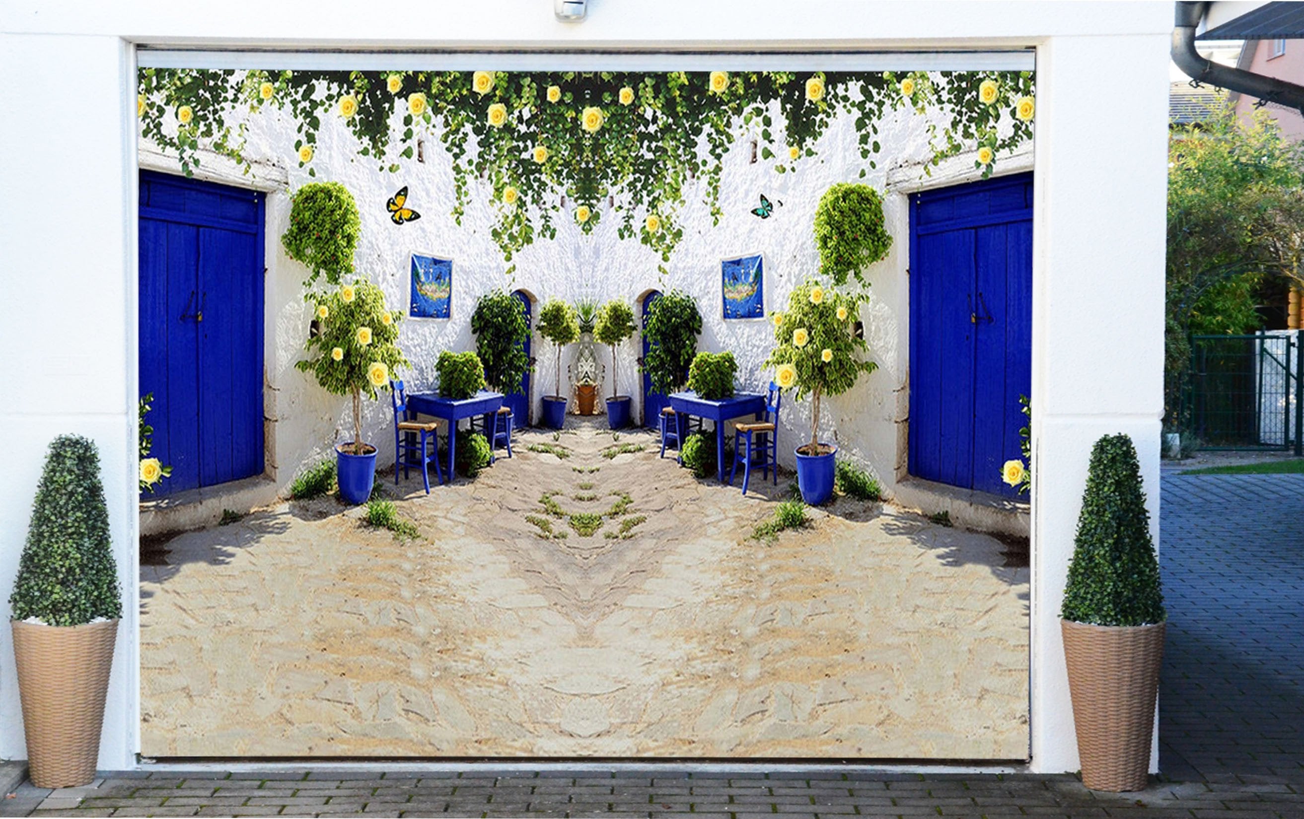 3D Courtyard Scenery 58 Garage Door Mural Wallpaper AJ Wallpaper 