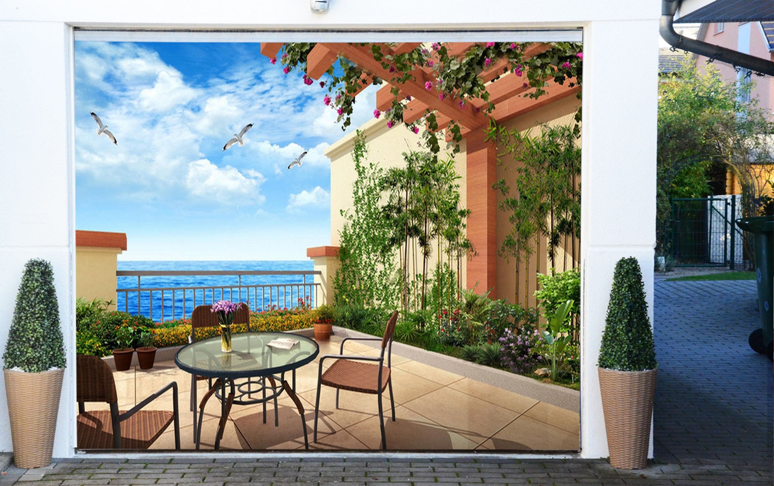 3D Balcony Sea Scenery 31 Garage Door Mural Wallpaper AJ Wallpaper 