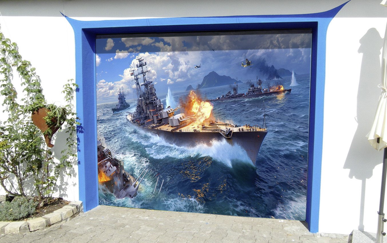 3D Sea Warships 259 Garage Door Mural Wallpaper AJ Wallpaper 