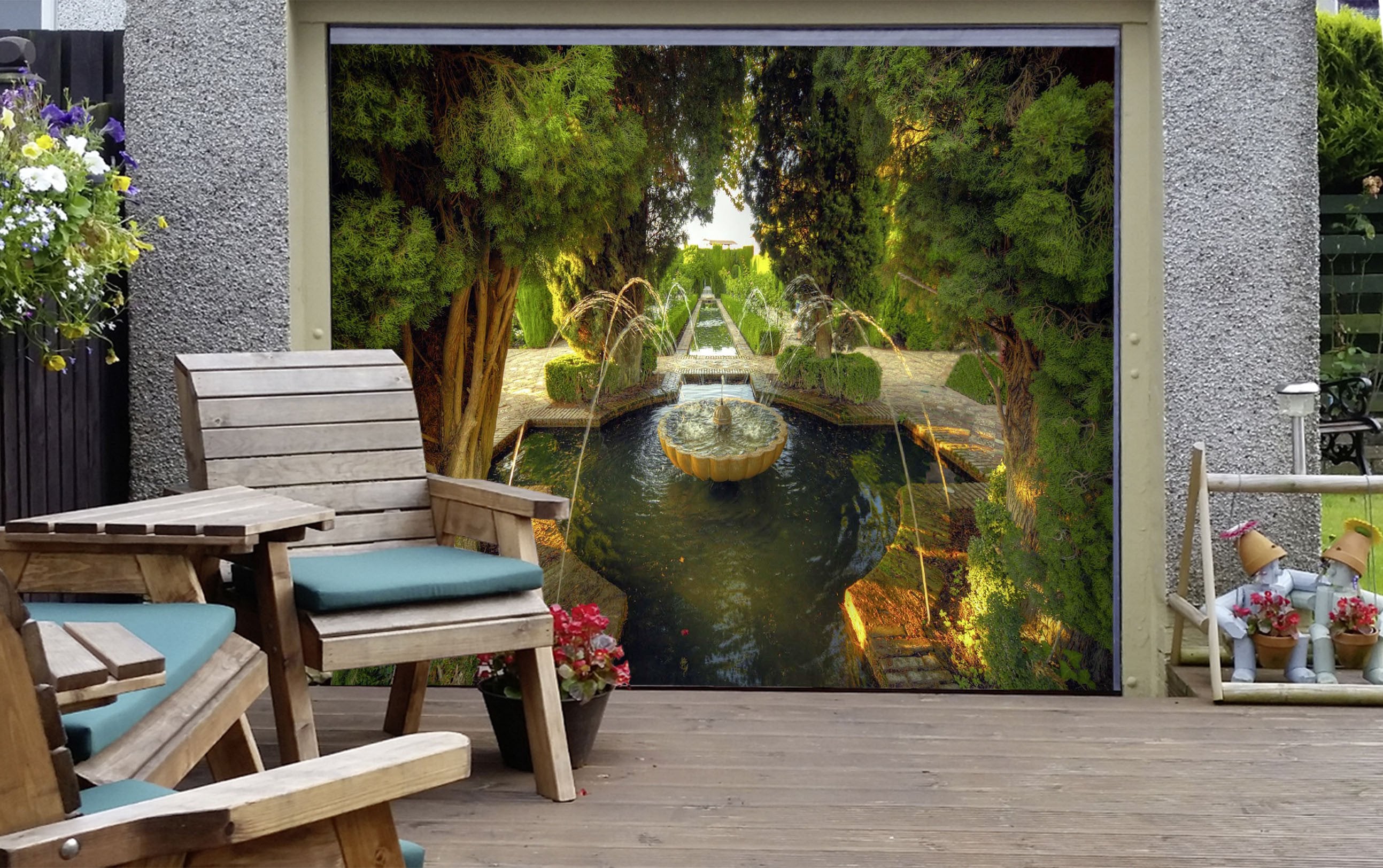 3D Fountains And Trees 335 Garage Door Mural Wallpaper AJ Wallpaper 