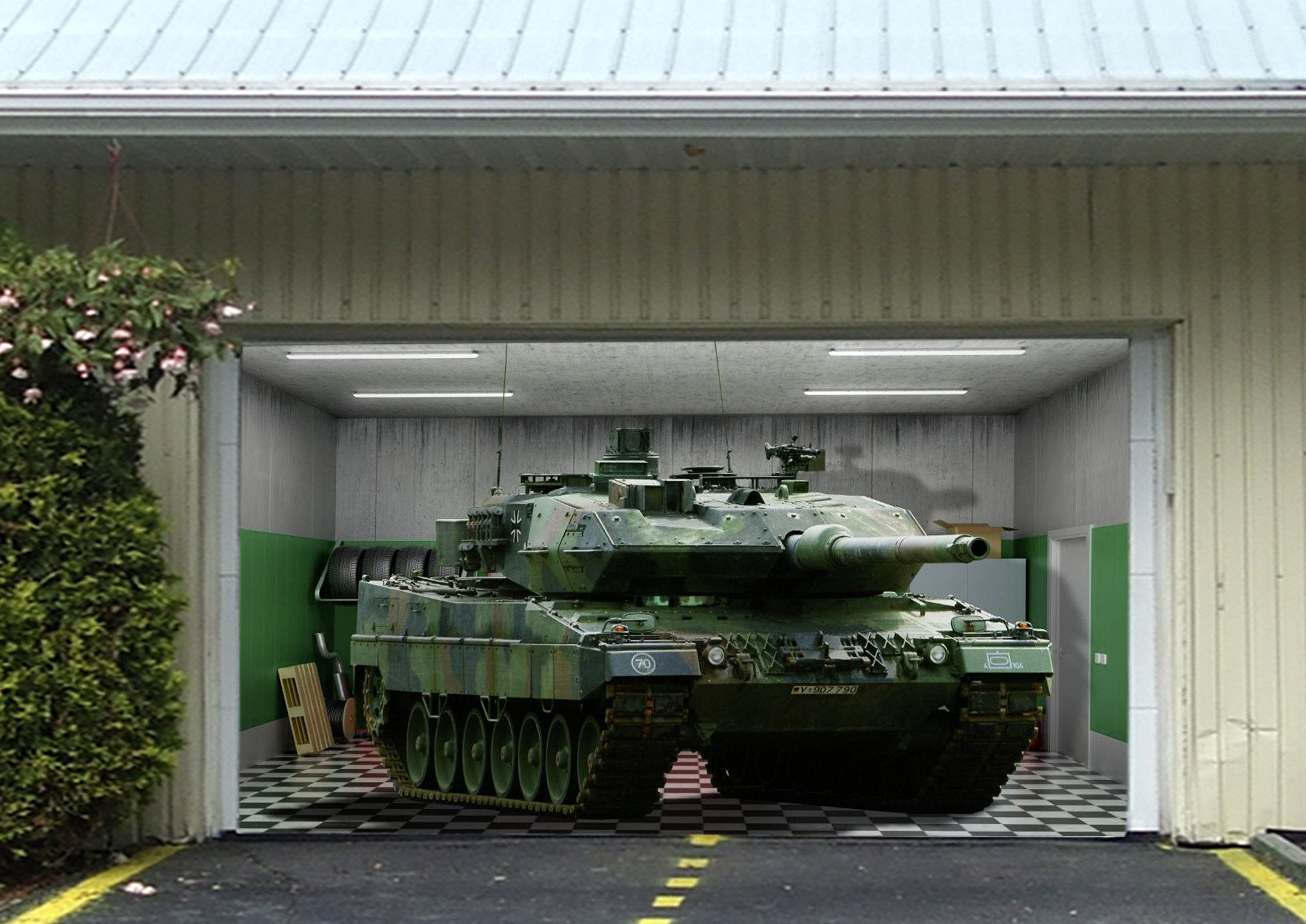 3D Big Tank 09 Garage Door Mural Wallpaper AJ Wallpaper 