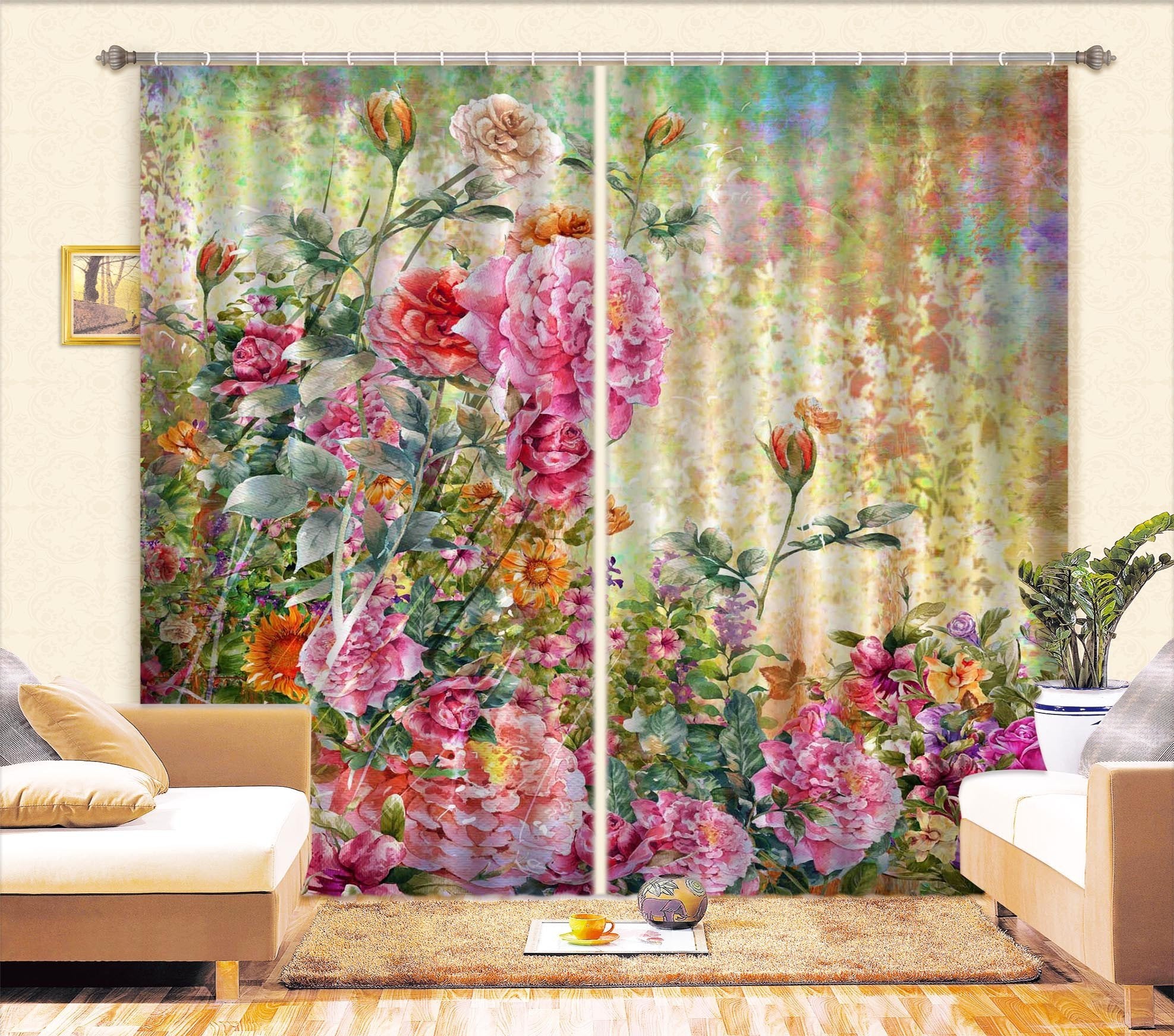 3D Lush Flowers 540 Curtains Drapes Wallpaper AJ Wallpaper 