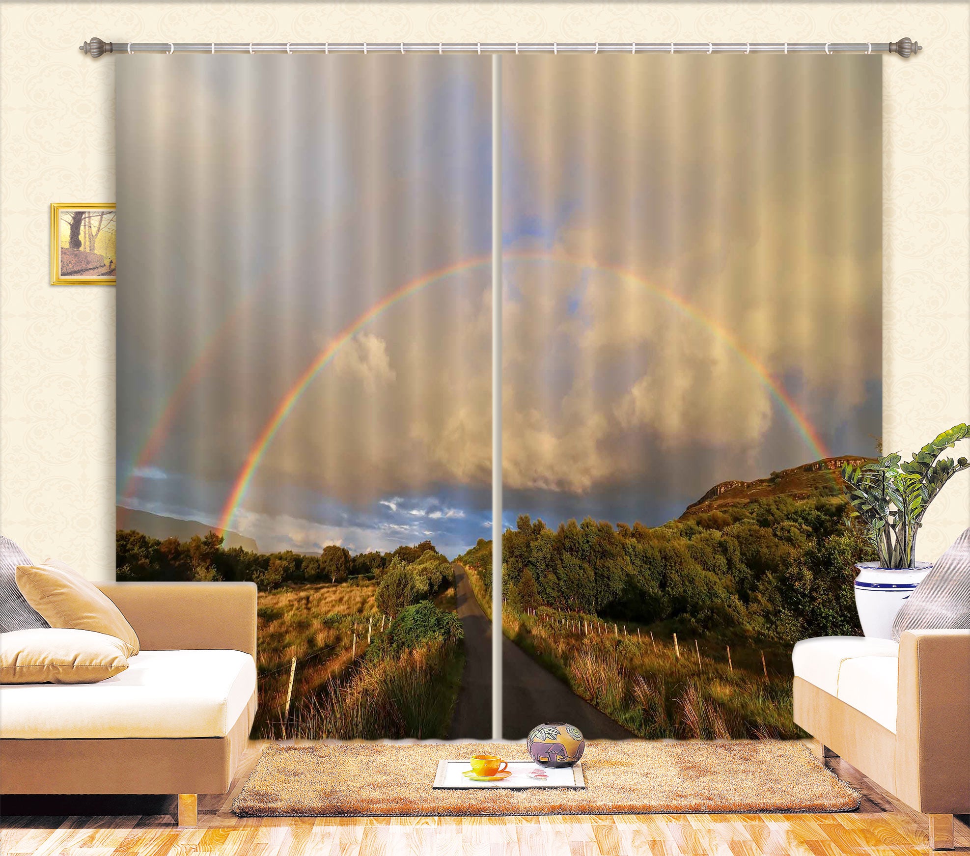 3D Scottish Rainbow 020 Jerry LoFaro Curtain Curtains Drapes